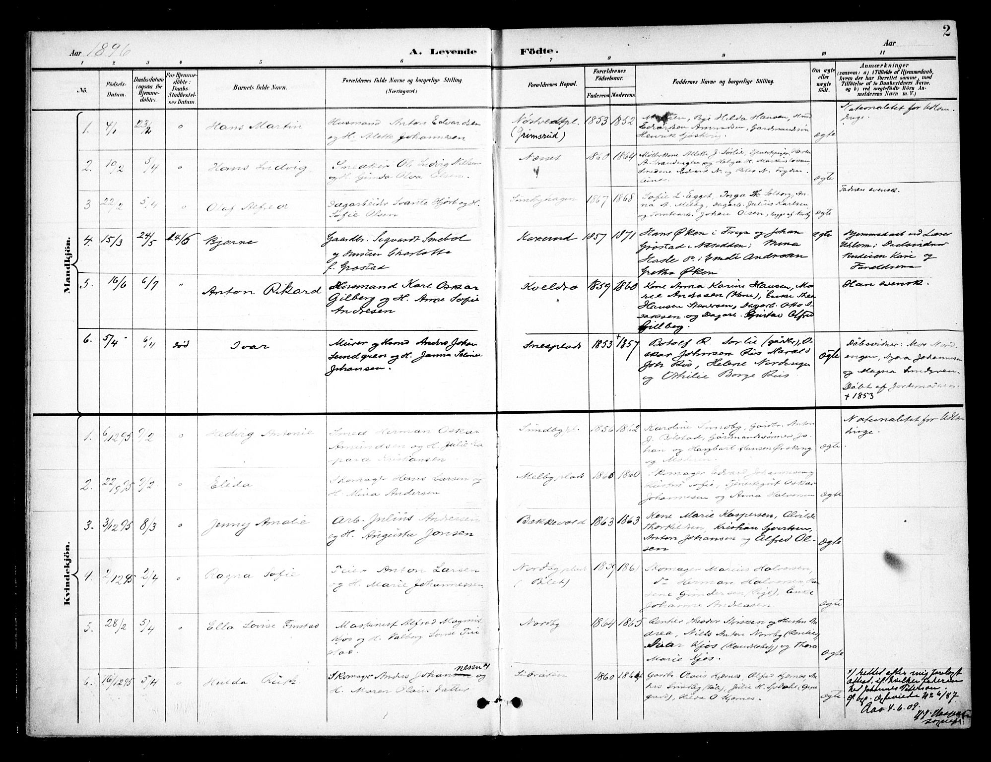 Ås prestekontor Kirkebøker, AV/SAO-A-10894/F/Fb/L0002: Parish register (official) no. II 2, 1895-1916, p. 2