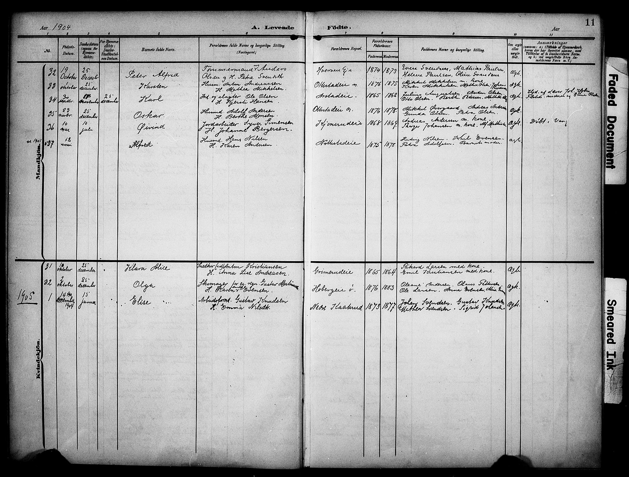 Stange prestekontor, SAH/PREST-002/K/L0022: Parish register (official) no. 22, 1903-1914, p. 11
