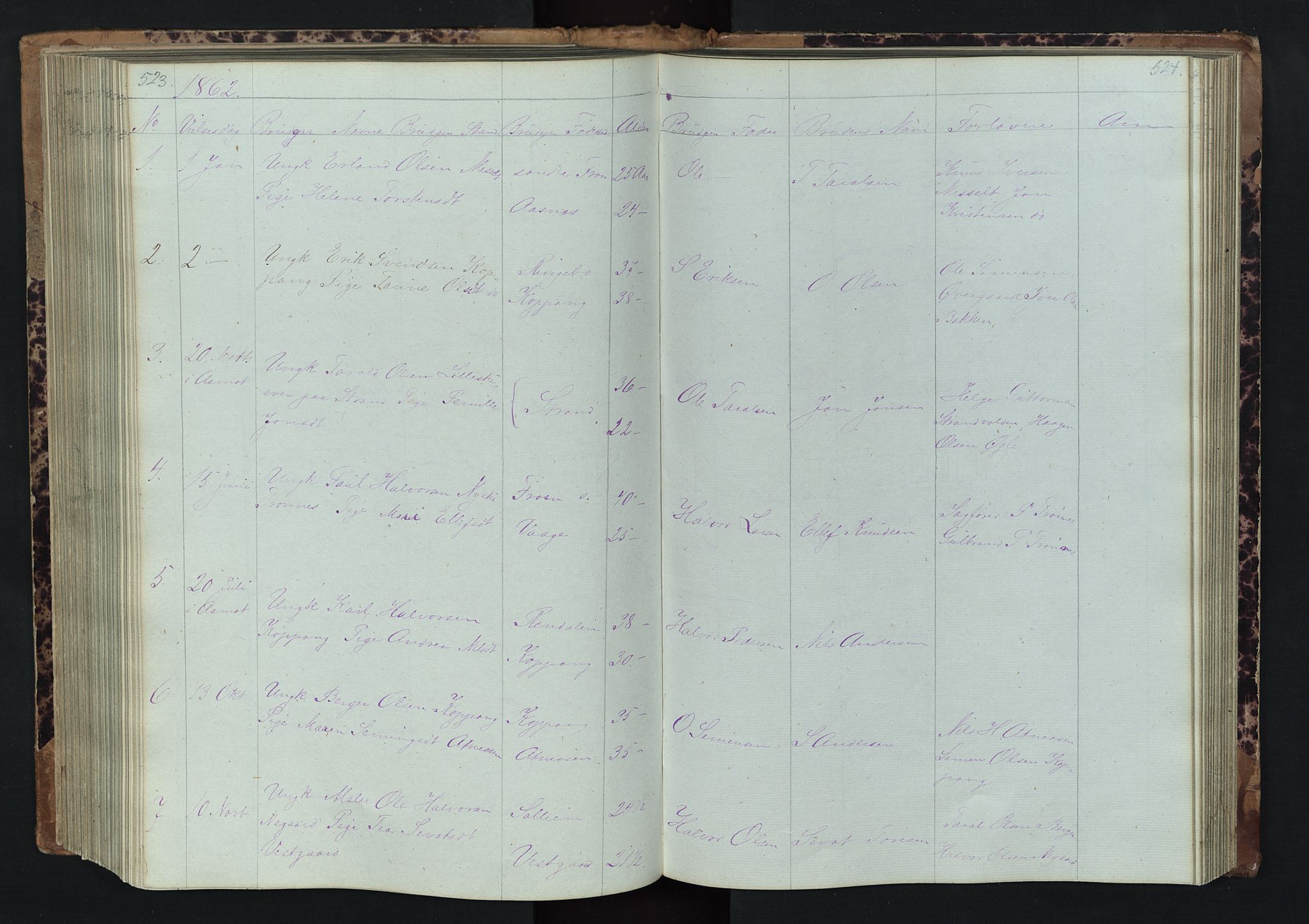 Stor-Elvdal prestekontor, SAH/PREST-052/H/Ha/Hab/L0001: Parish register (copy) no. 1 /1, 1860-1894, p. 523-524