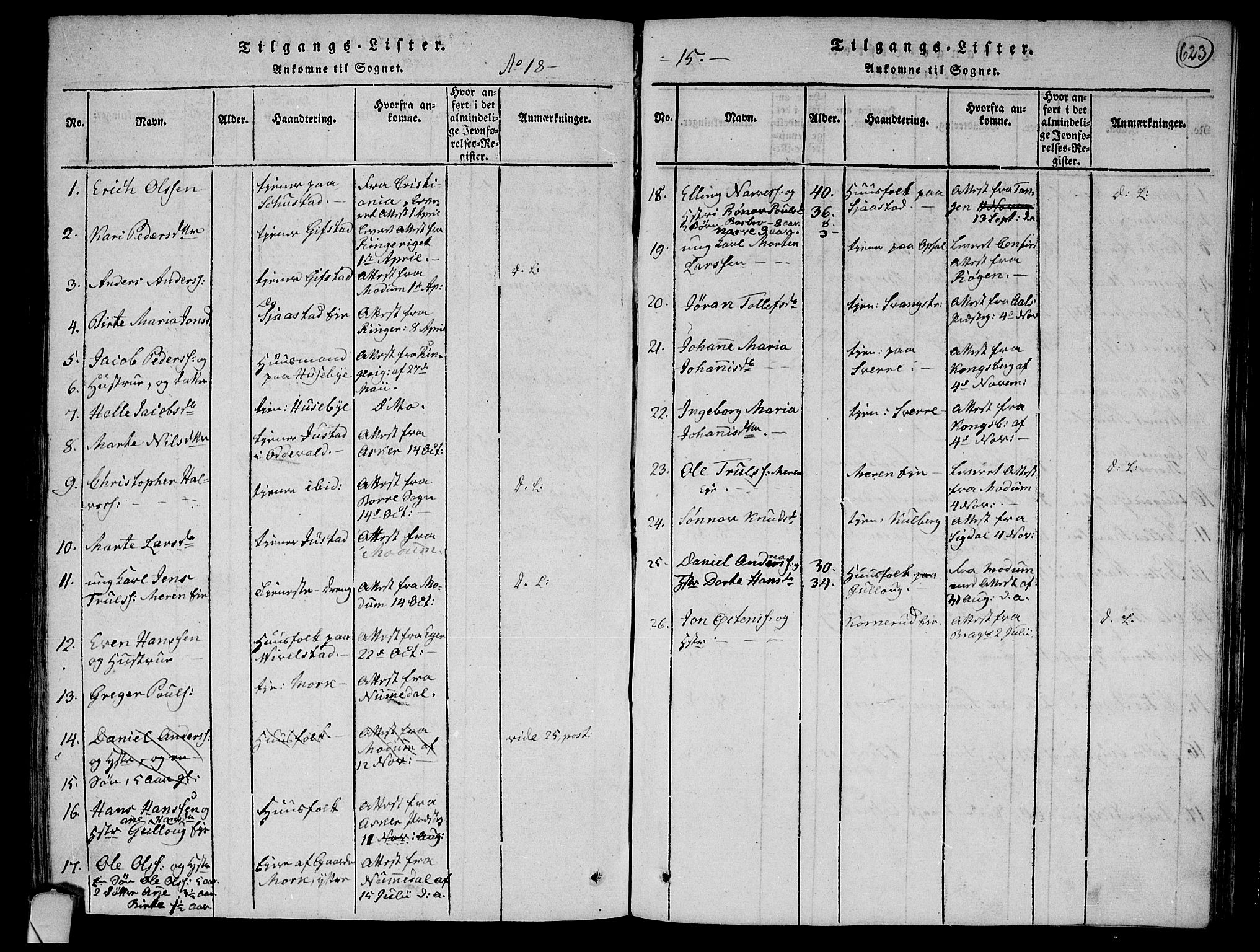 Lier kirkebøker, SAKO/A-230/F/Fa/L0008: Parish register (official) no. I 8, 1813-1825, p. 622-623