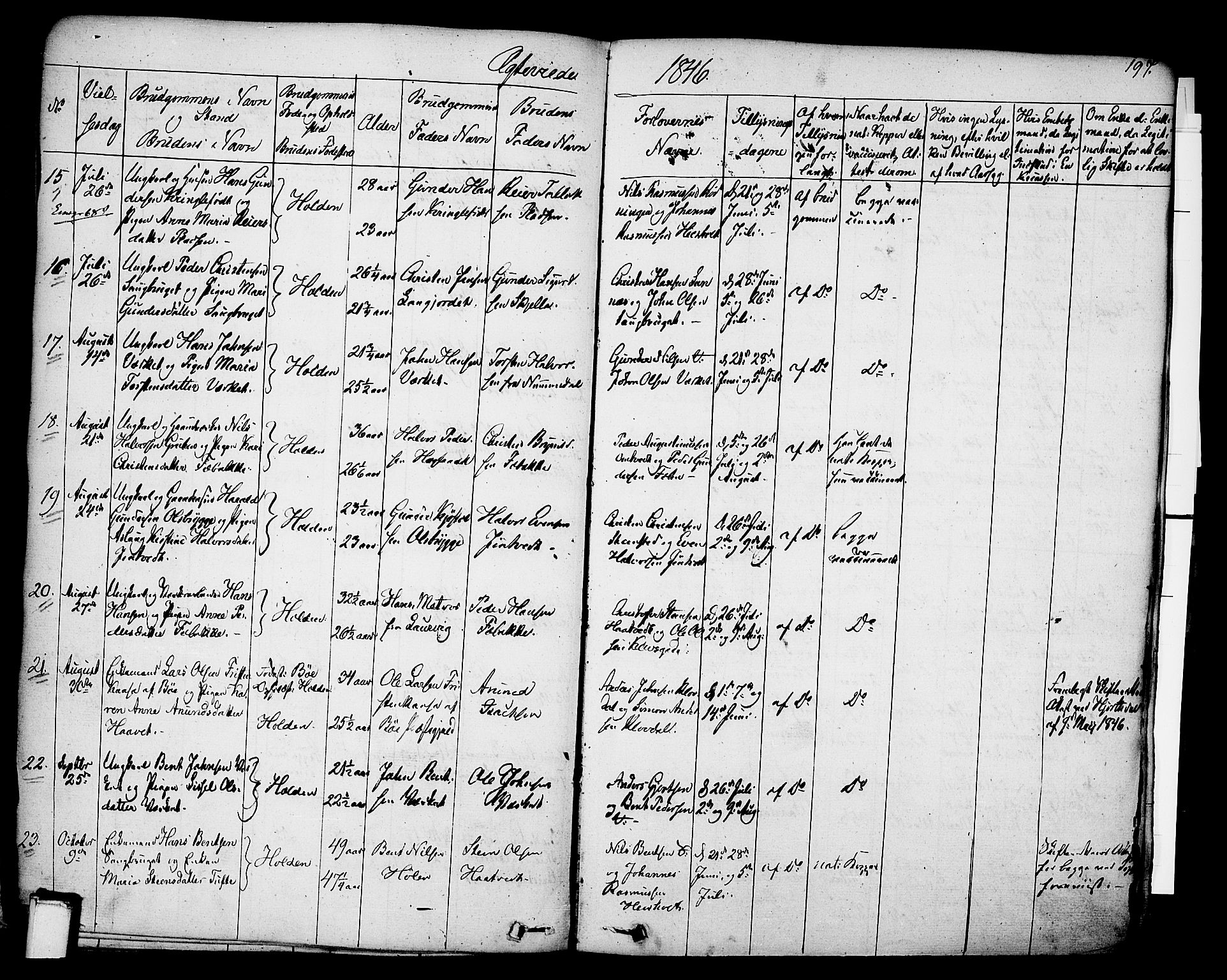 Holla kirkebøker, SAKO/A-272/F/Fa/L0004: Parish register (official) no. 4, 1830-1848, p. 197