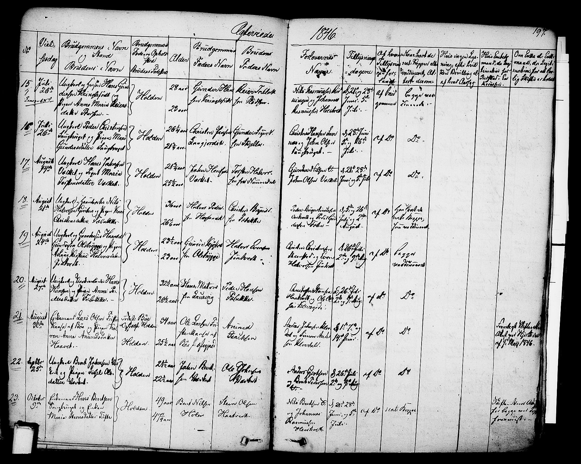 Holla kirkebøker, AV/SAKO-A-272/F/Fa/L0004: Parish register (official) no. 4, 1830-1848, p. 197