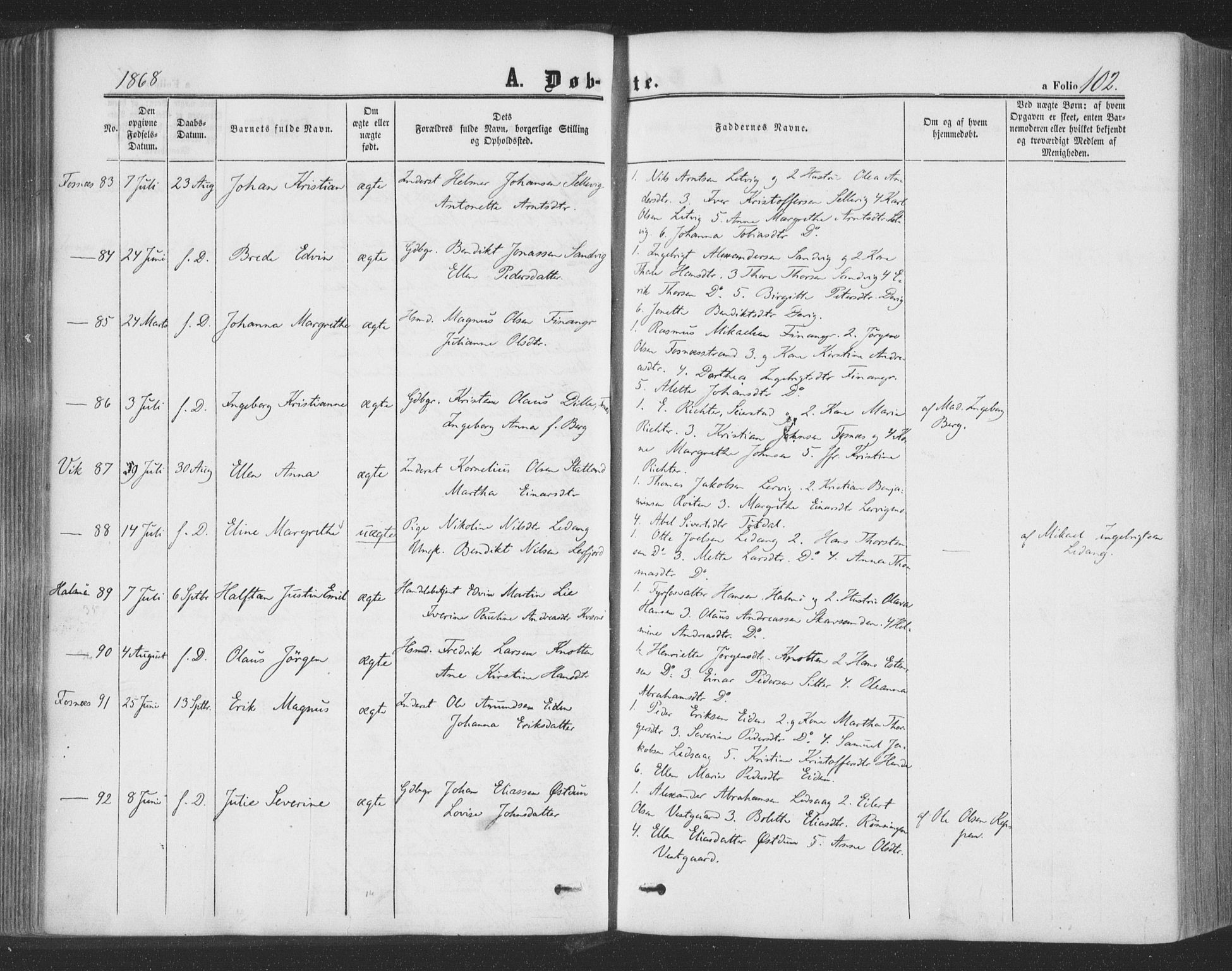 Ministerialprotokoller, klokkerbøker og fødselsregistre - Nord-Trøndelag, AV/SAT-A-1458/773/L0615: Parish register (official) no. 773A06, 1857-1870, p. 102