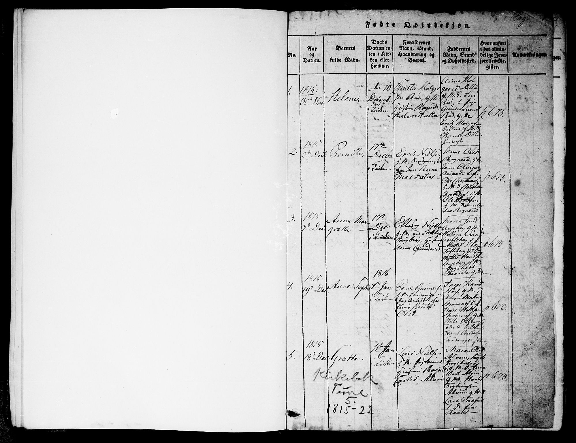 Tune prestekontor Kirkebøker, SAO/A-2007/G/Ga/L0001: Parish register (copy) no. I 1, 1815-1822, p. 1