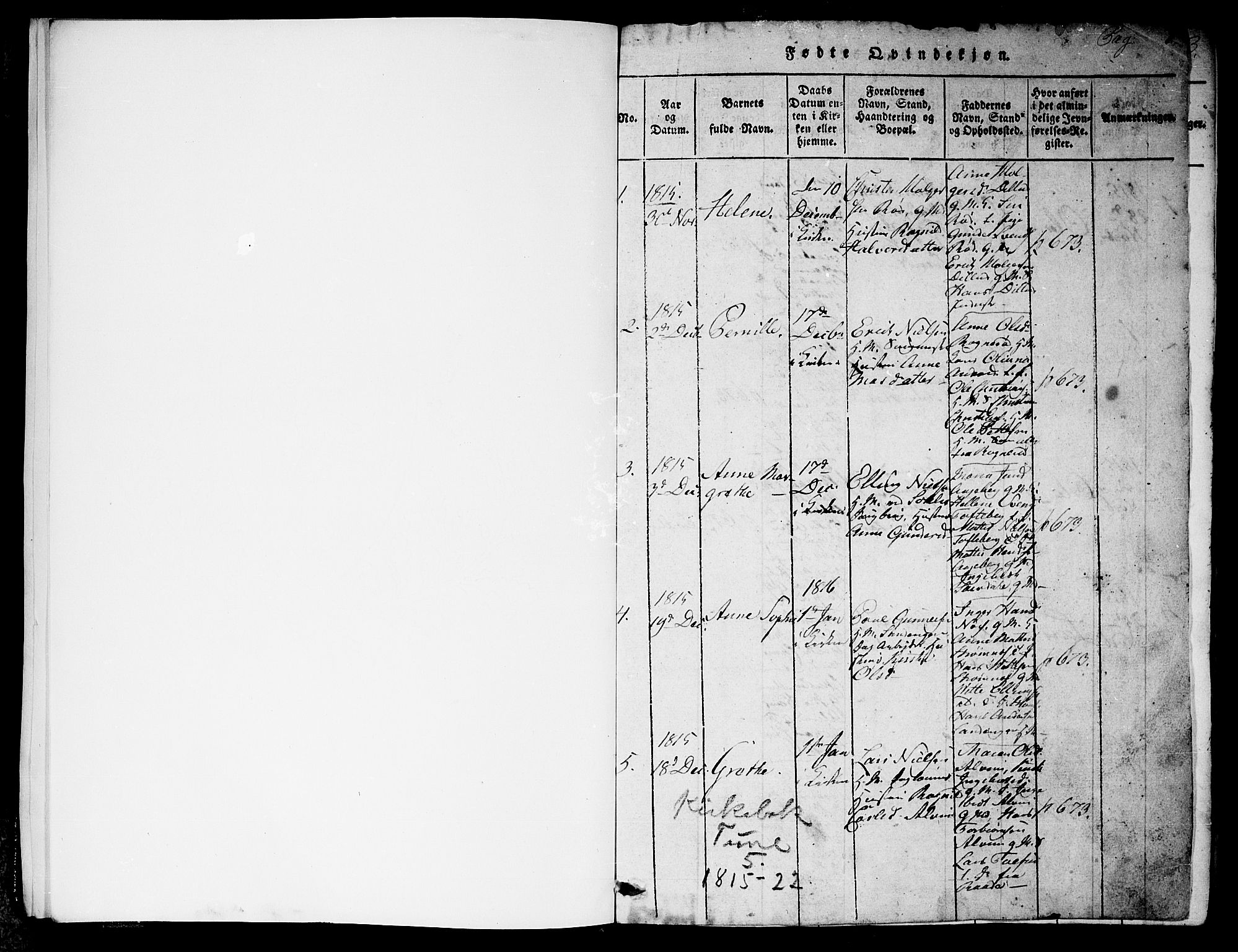 Tune prestekontor Kirkebøker, AV/SAO-A-2007/G/Ga/L0001: Parish register (copy) no. I 1, 1815-1822, p. 1