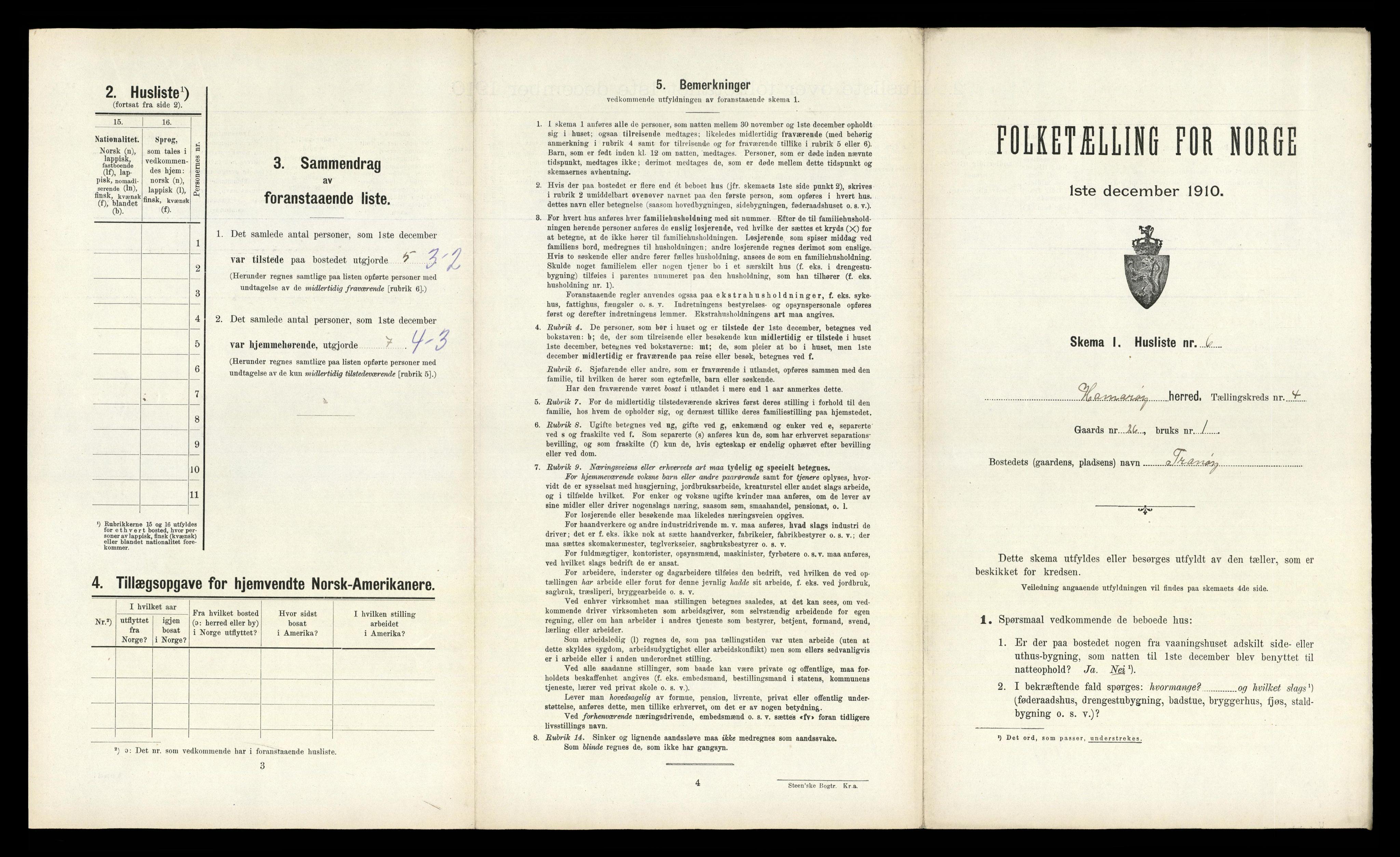 RA, 1910 census for Hamarøy, 1910, p. 318