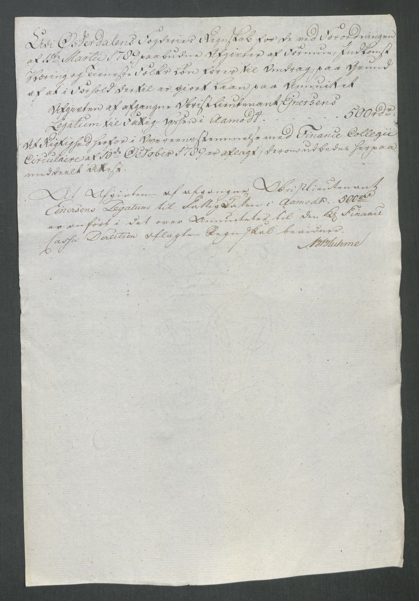 Rentekammeret inntil 1814, Reviderte regnskaper, Mindre regnskaper, RA/EA-4068/Rf/Rfe/L0059: Ytre og Indre Sogn fogderi, Østerdalen fogderi, 1789, p. 179