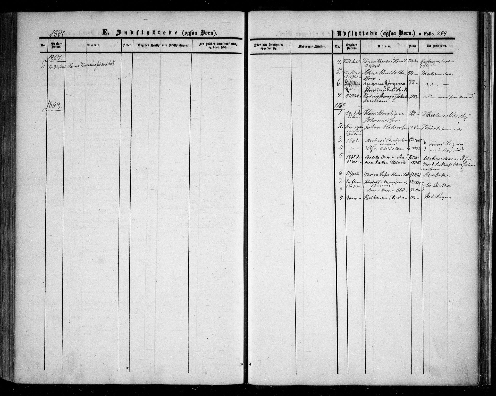 Nesodden prestekontor Kirkebøker, AV/SAO-A-10013/F/Fa/L0007: Parish register (official) no. I 7, 1848-1868, p. 244