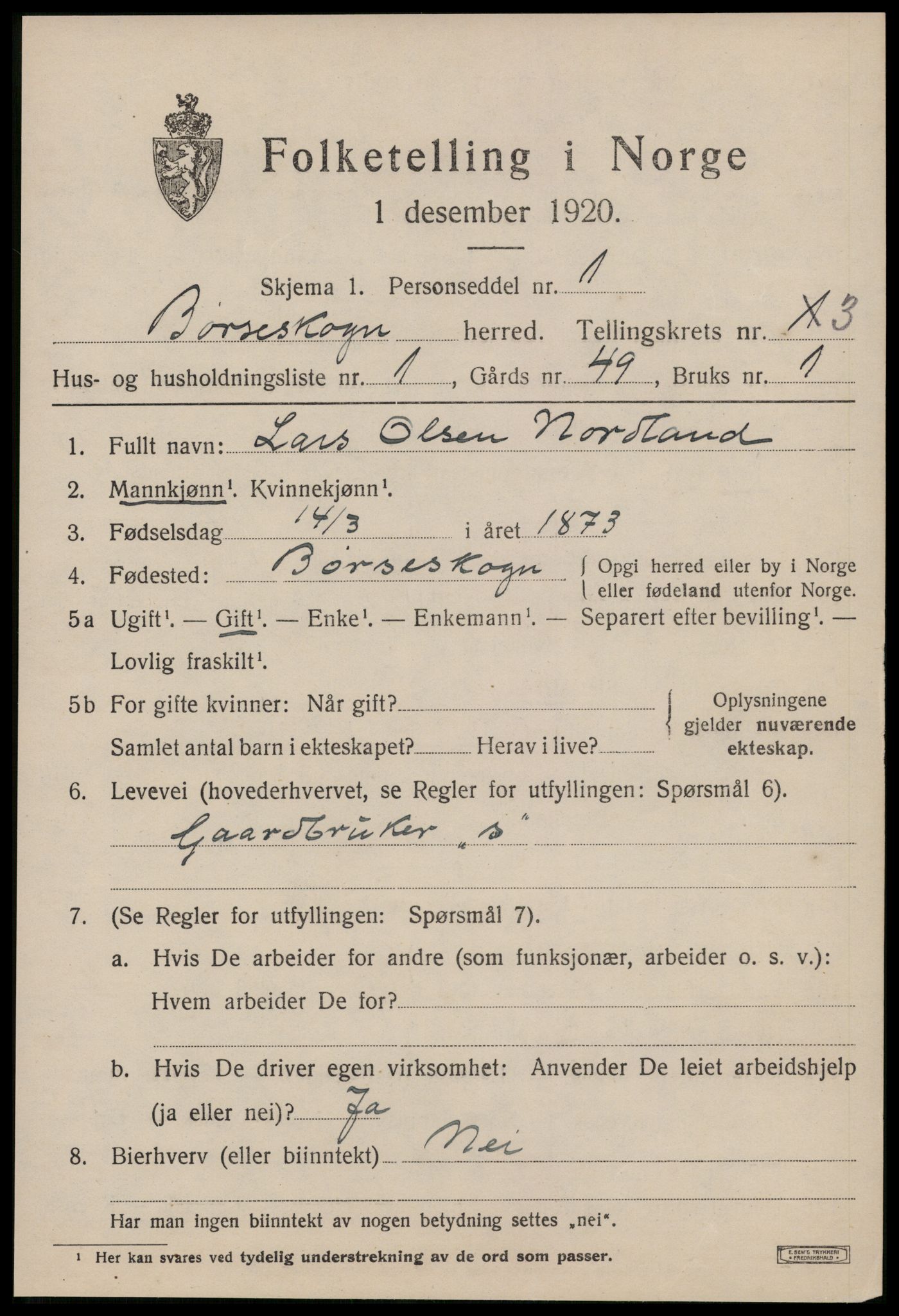 SAT, 1920 census for Børseskogn, 1920, p. 1938