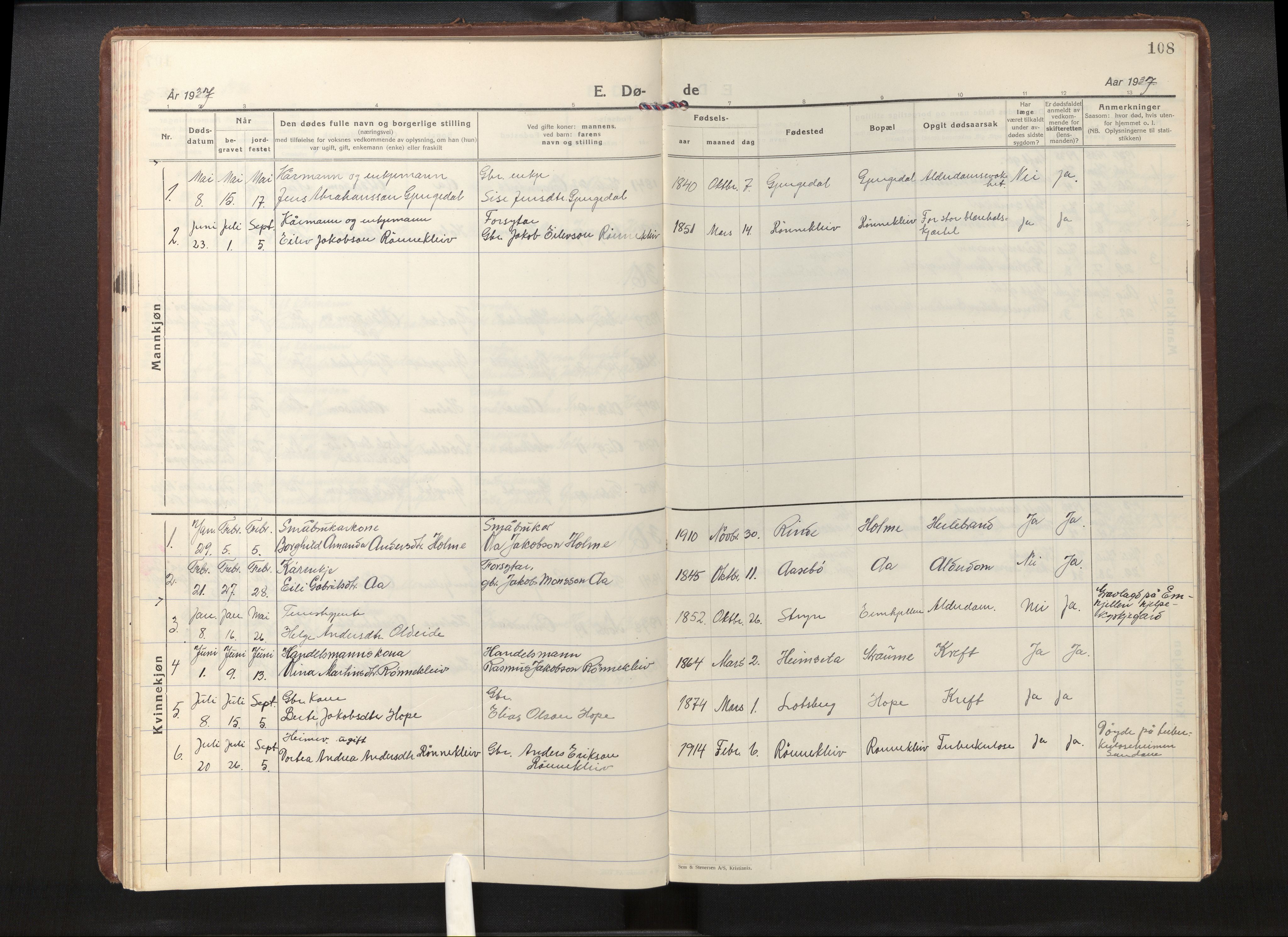 Gloppen sokneprestembete, AV/SAB-A-80101/H/Haa/Haae/L0003: Parish register (official) no. E 3, 1925-1951, p. 107b-108a