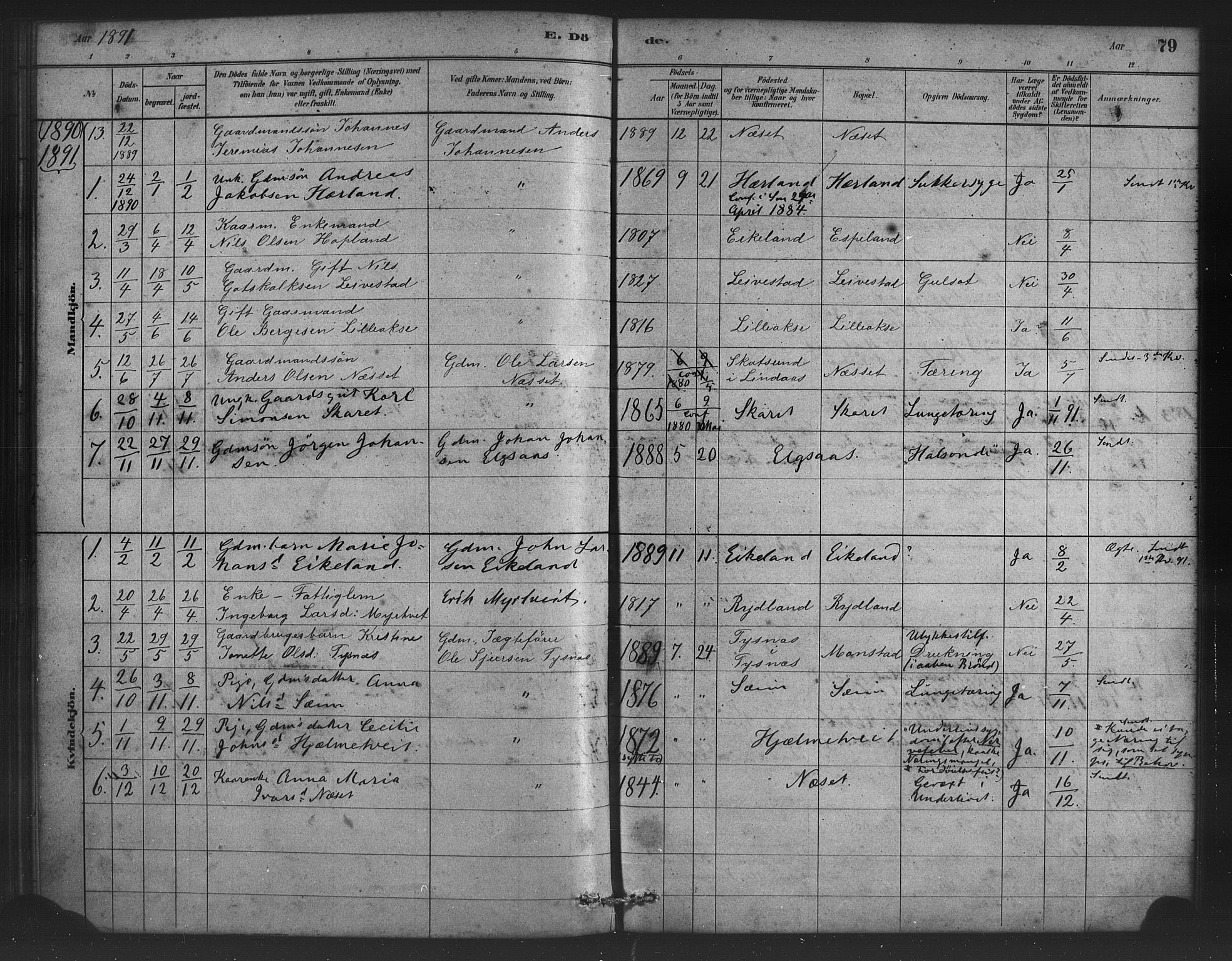 Alversund Sokneprestembete, AV/SAB-A-73901/H/Ha/Haa/Haad/L0001: Parish register (official) no. D 1, 1880-1898, p. 79