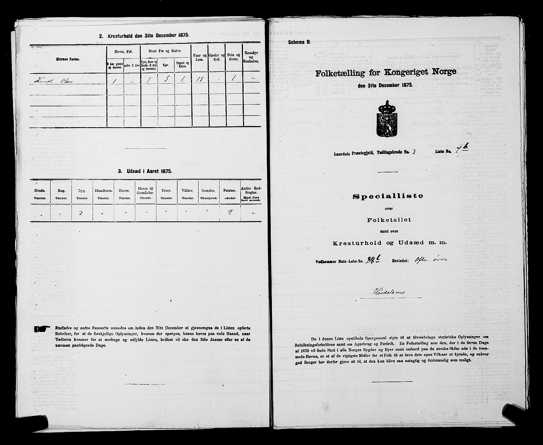 SAKO, 1875 census for 0833P Lårdal, 1875, p. 379