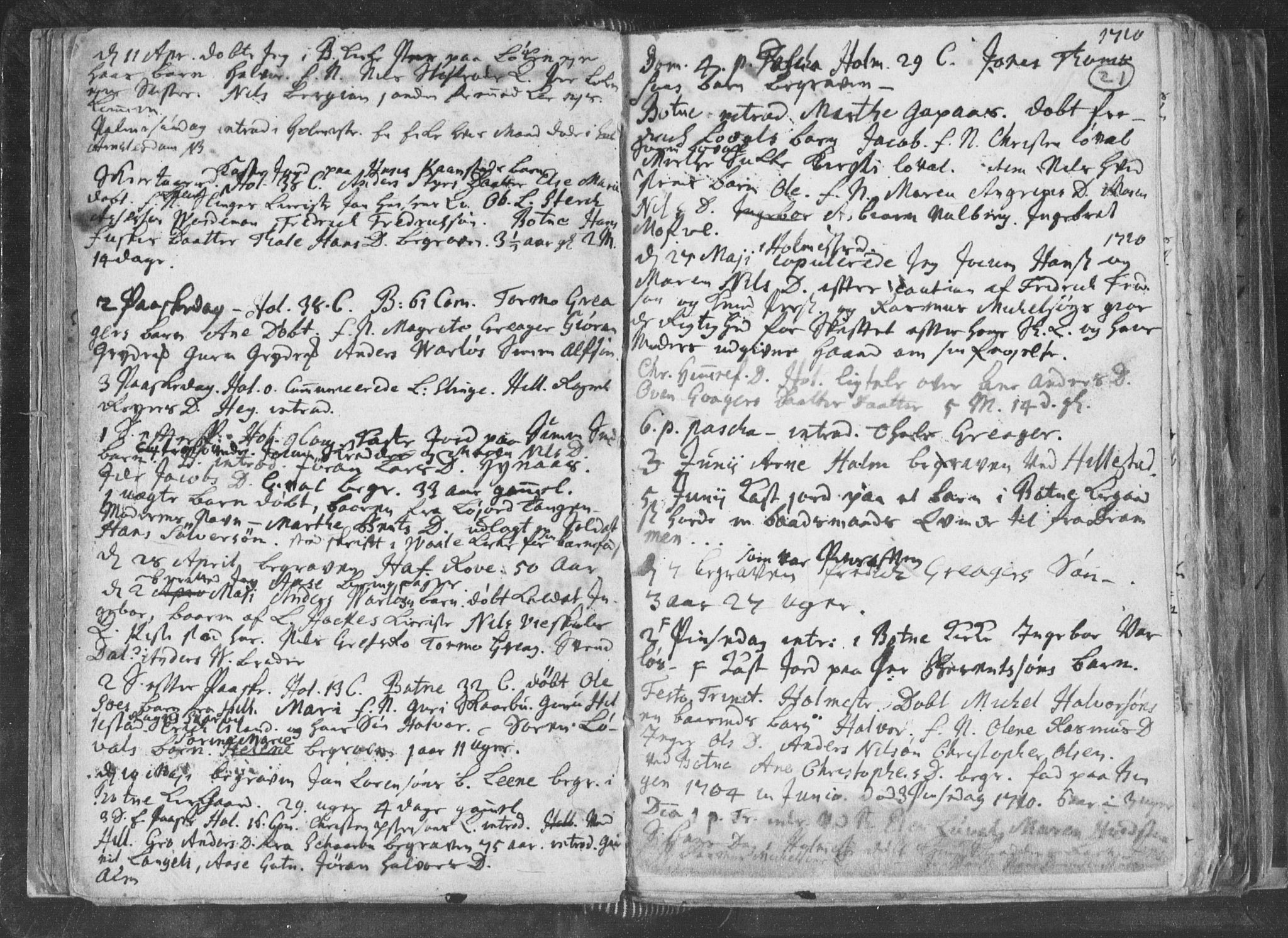 Botne kirkebøker, AV/SAKO-A-340/F/Fa/L0001b: Parish register (official) no. I 1B, 1707-1722, p. 21