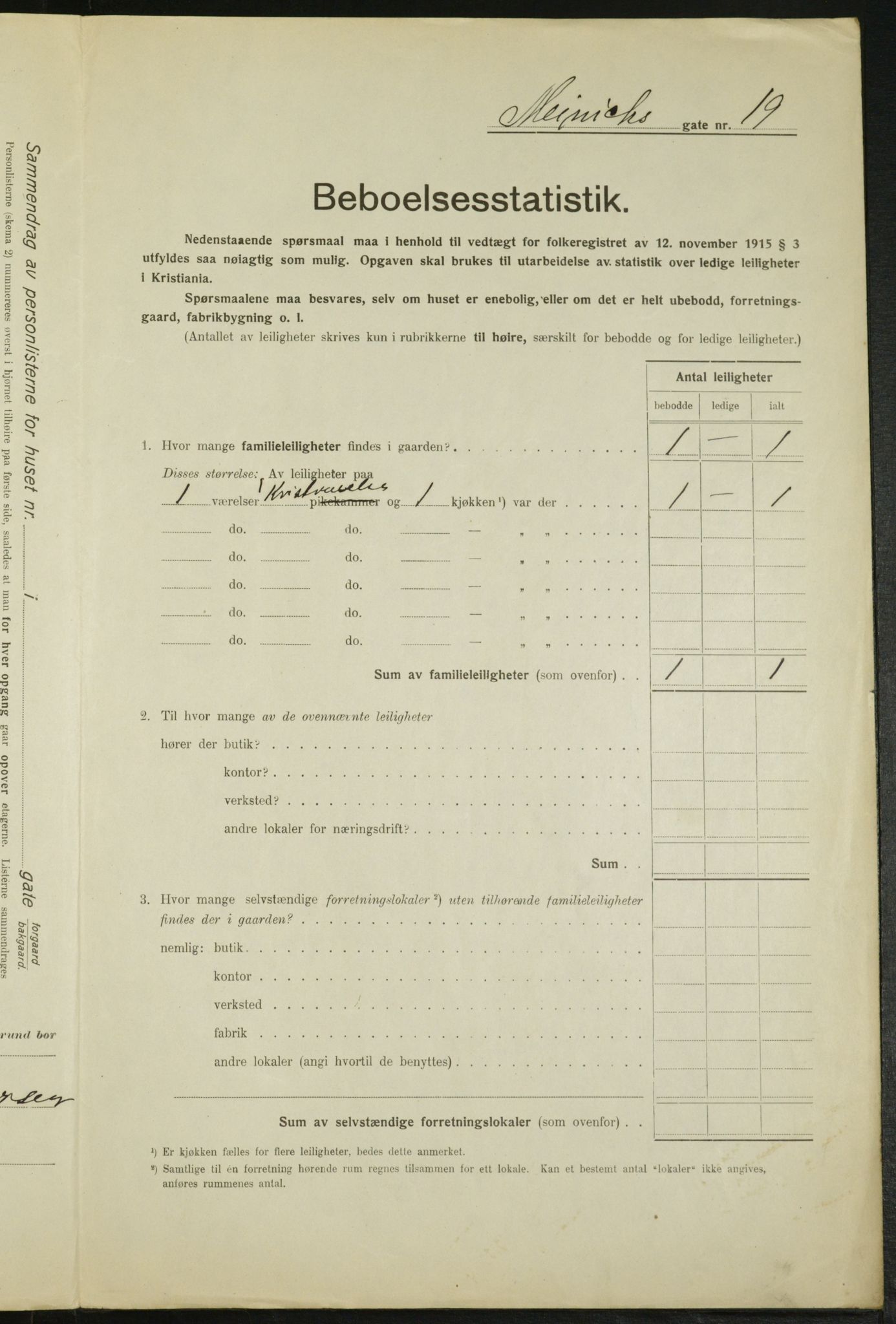 OBA, Municipal Census 1916 for Kristiania, 1916, p. 1283