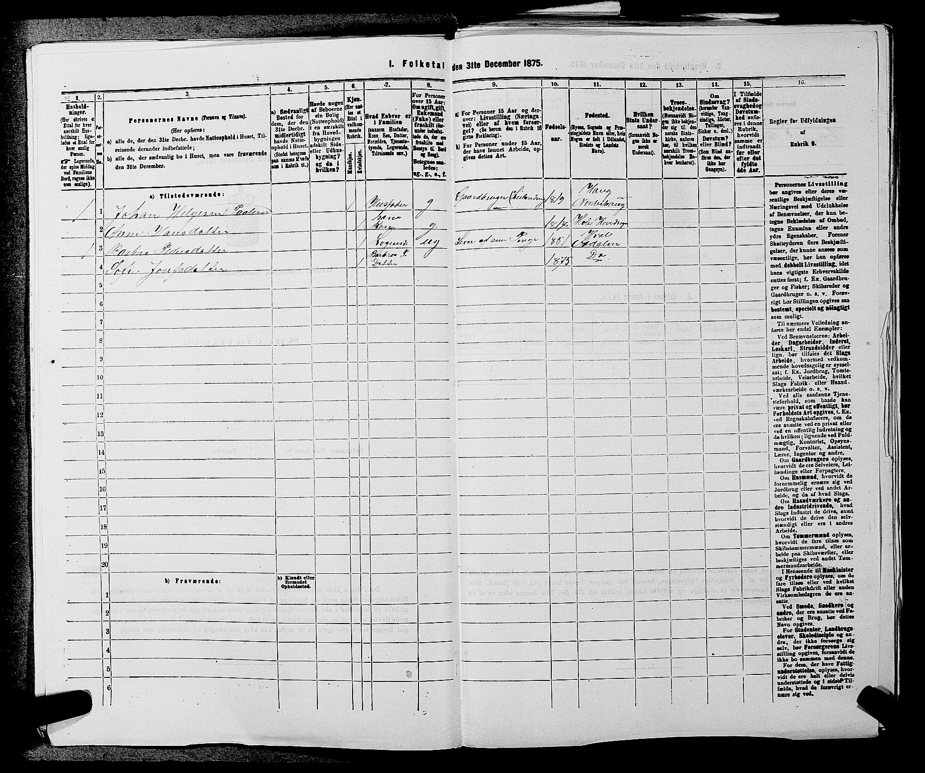 SAKO, 1875 census for 0614P Ådal, 1875, p. 462