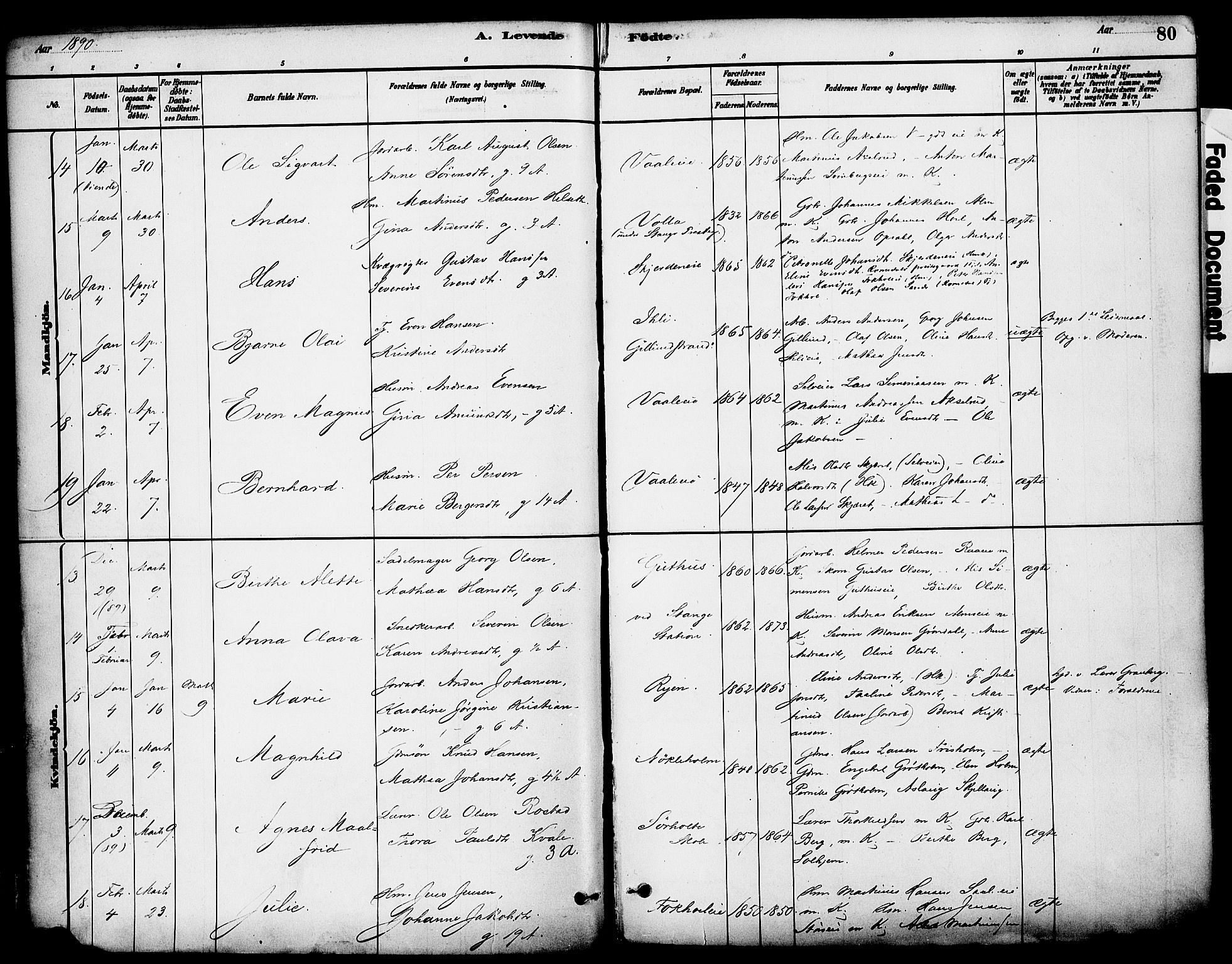 Stange prestekontor, AV/SAH-PREST-002/K/L0017: Parish register (official) no. 17, 1880-1893, p. 80