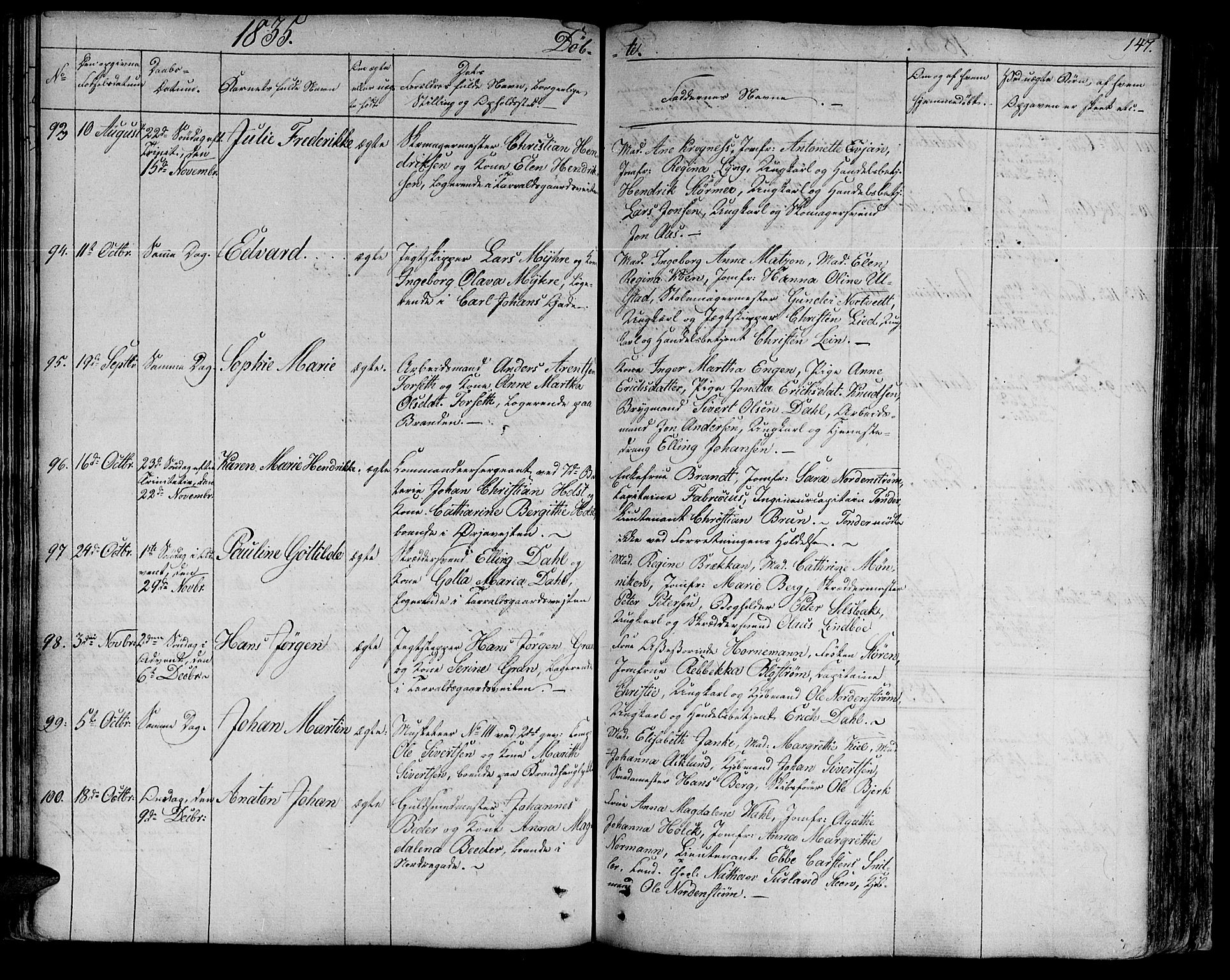Ministerialprotokoller, klokkerbøker og fødselsregistre - Sør-Trøndelag, SAT/A-1456/602/L0108: Parish register (official) no. 602A06, 1821-1839, p. 147