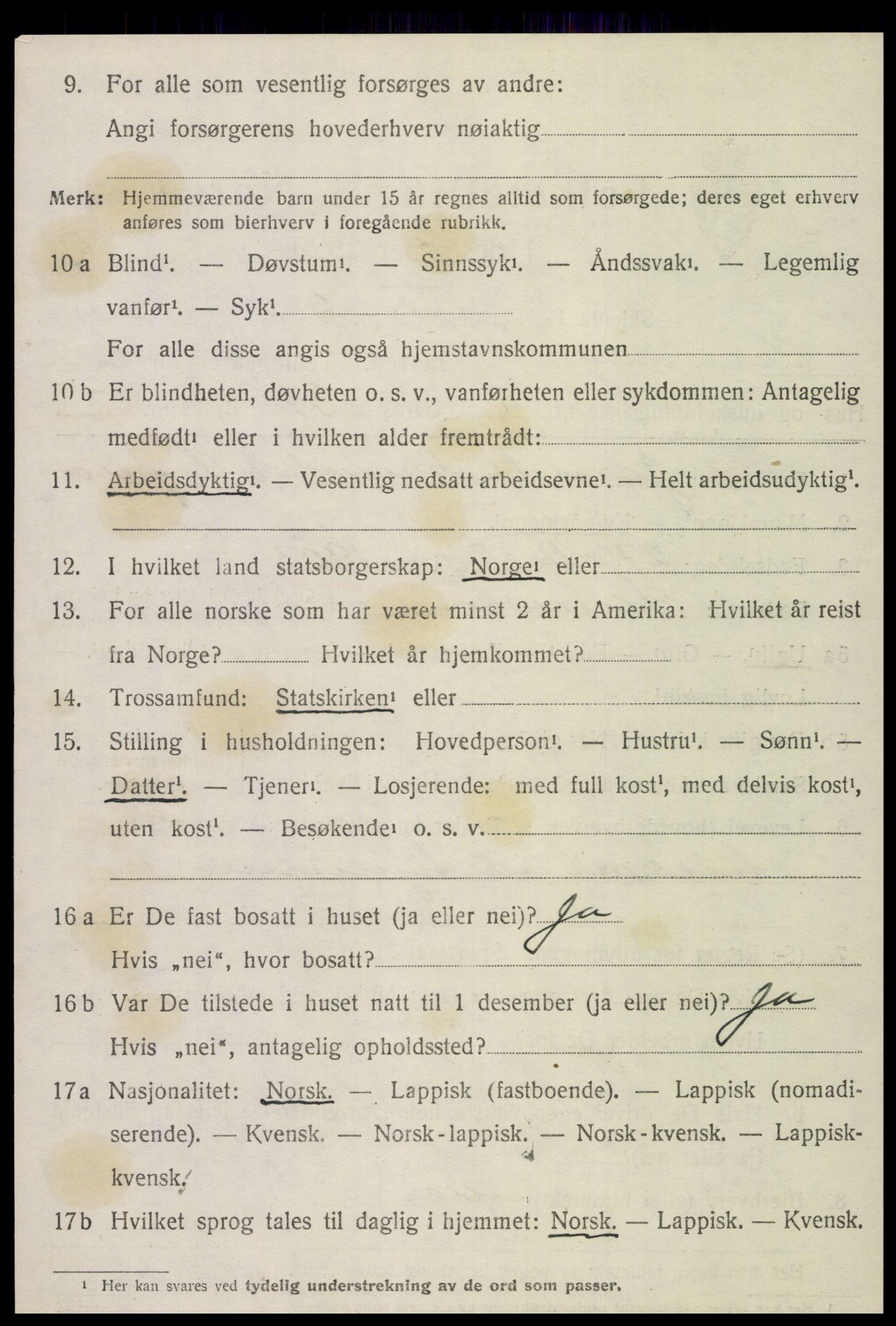 SAT, 1920 census for Snåsa, 1920, p. 2907