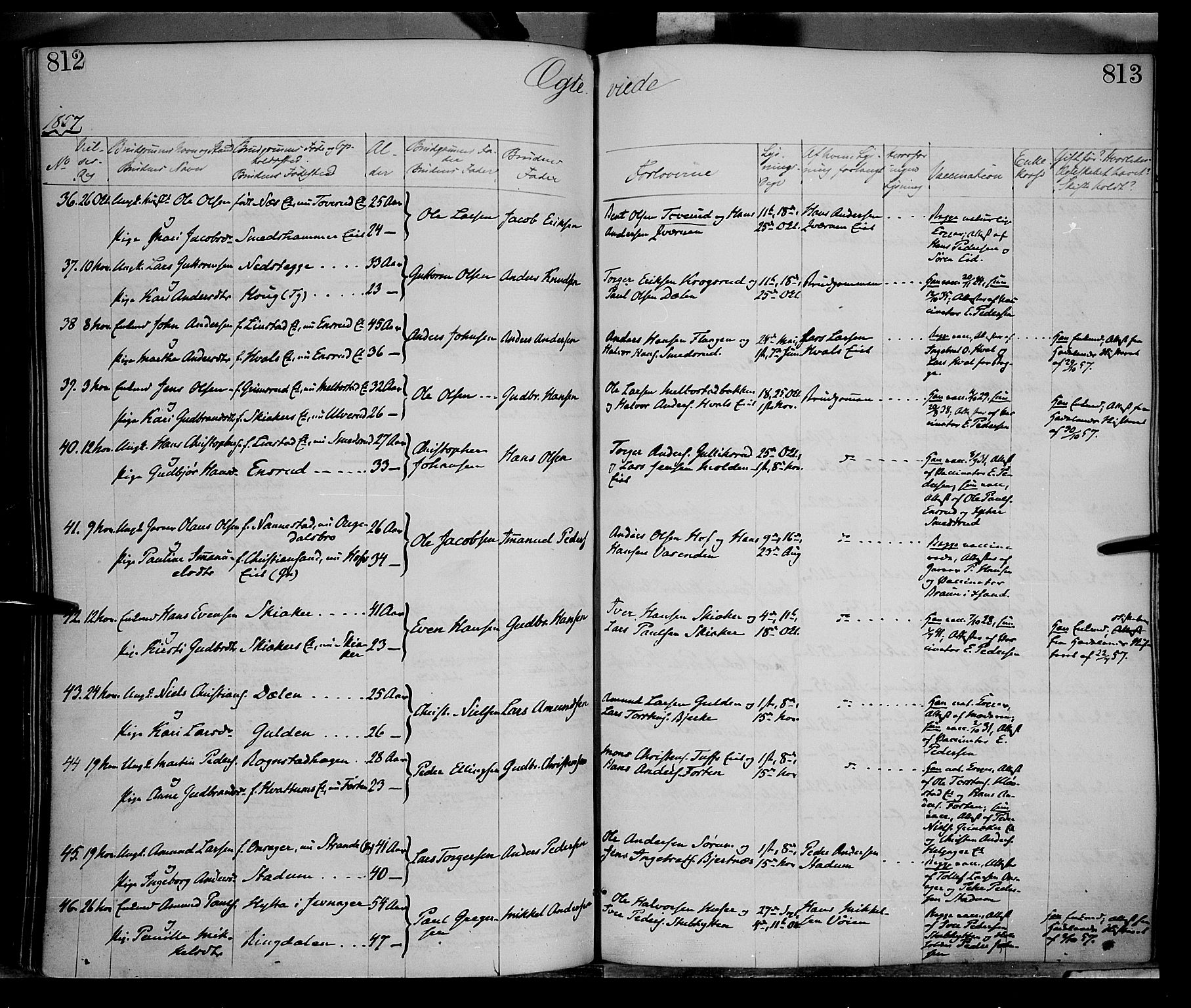 Gran prestekontor, AV/SAH-PREST-112/H/Ha/Haa/L0012: Parish register (official) no. 12, 1856-1874, p. 812-813