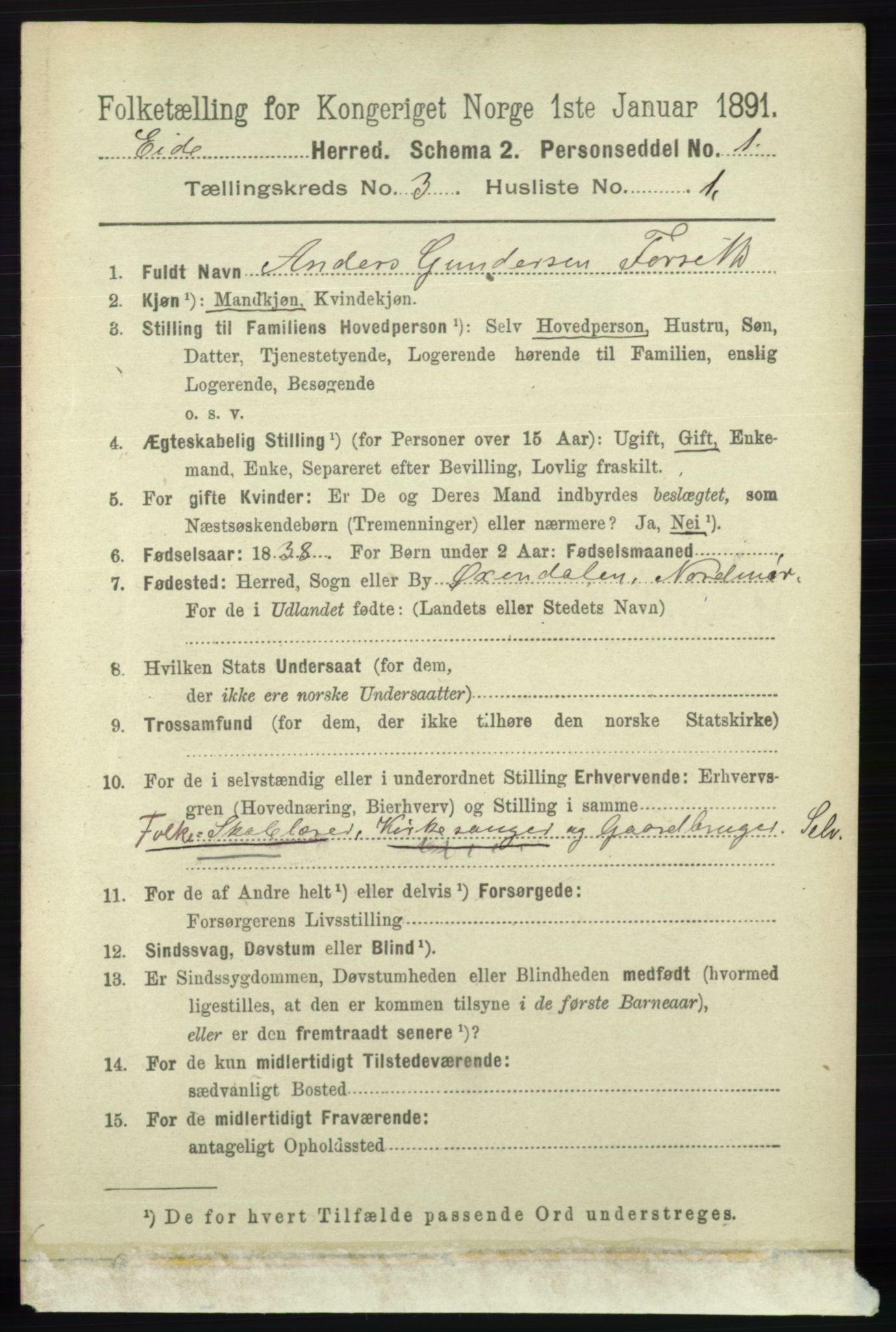RA, 1891 census for 0925 Eide, 1891, p. 720