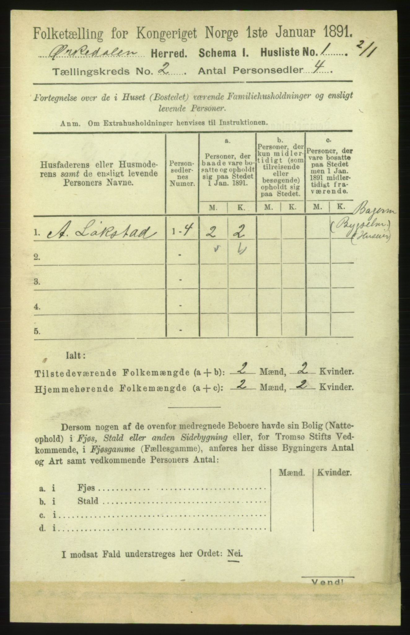 RA, 1891 census for 1638 Orkdal, 1891, p. 882