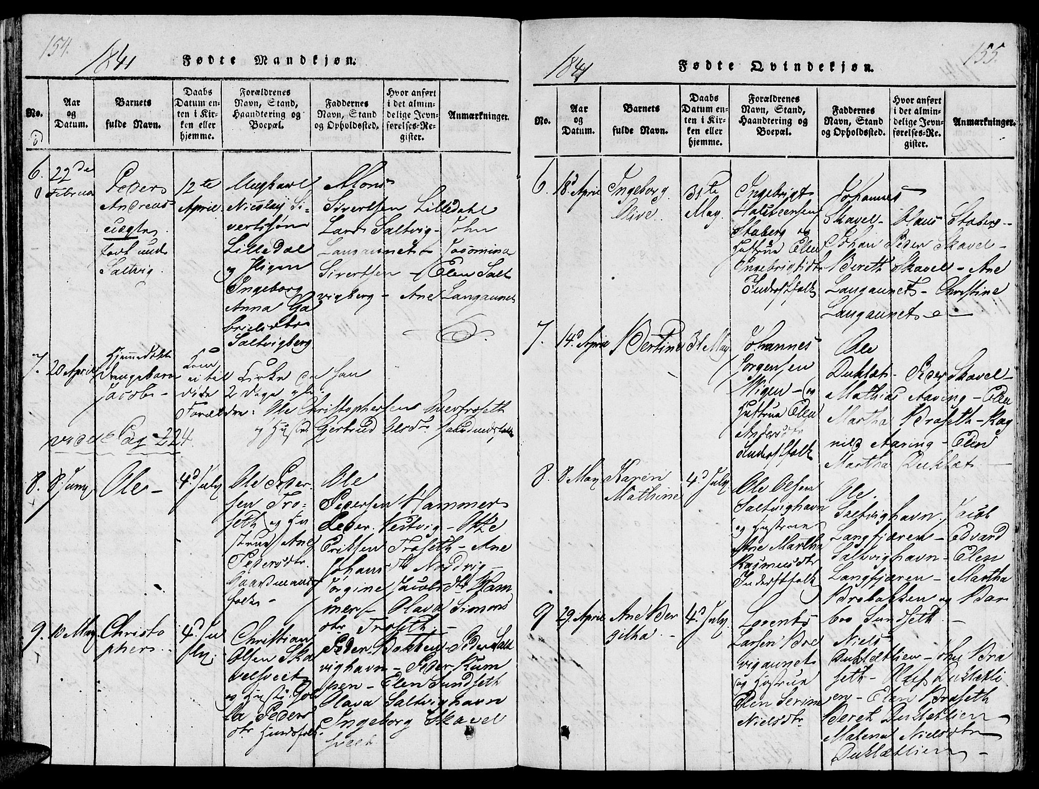 Ministerialprotokoller, klokkerbøker og fødselsregistre - Nord-Trøndelag, AV/SAT-A-1458/733/L0322: Parish register (official) no. 733A01, 1817-1842, p. 154-155