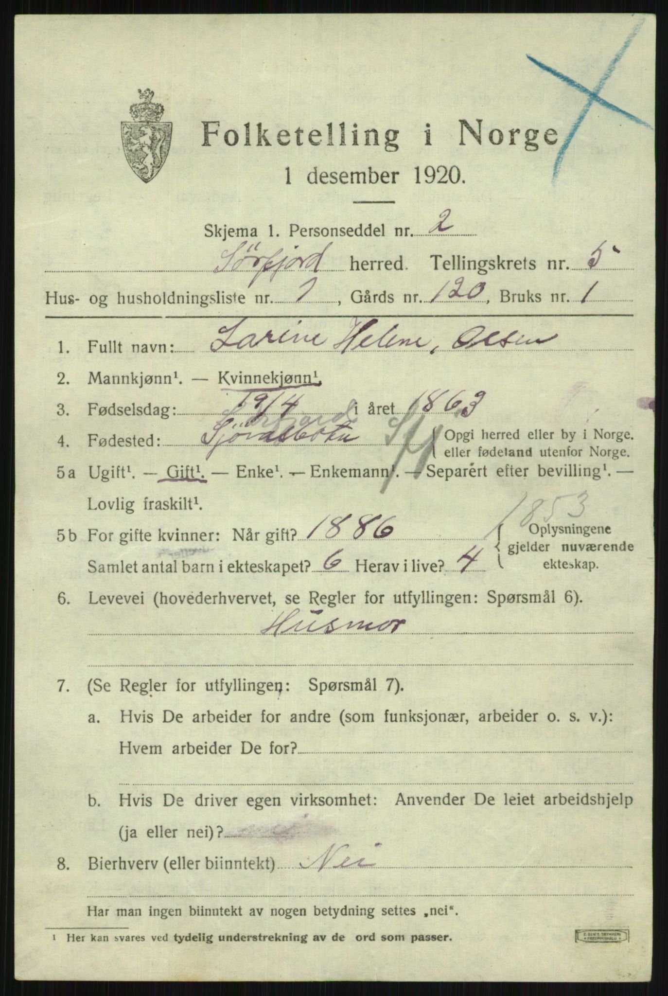 SATØ, 1920 census for Sørfjord, 1920, p. 1842