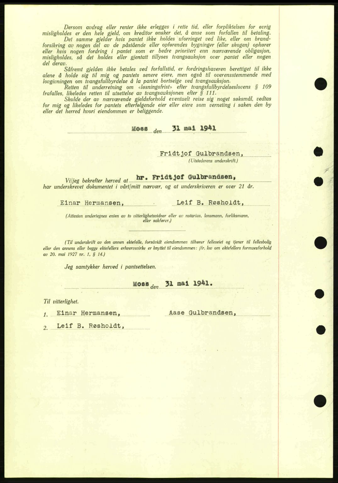 Moss sorenskriveri, SAO/A-10168: Mortgage book no. B10, 1940-1941, Diary no: : 1264/1941