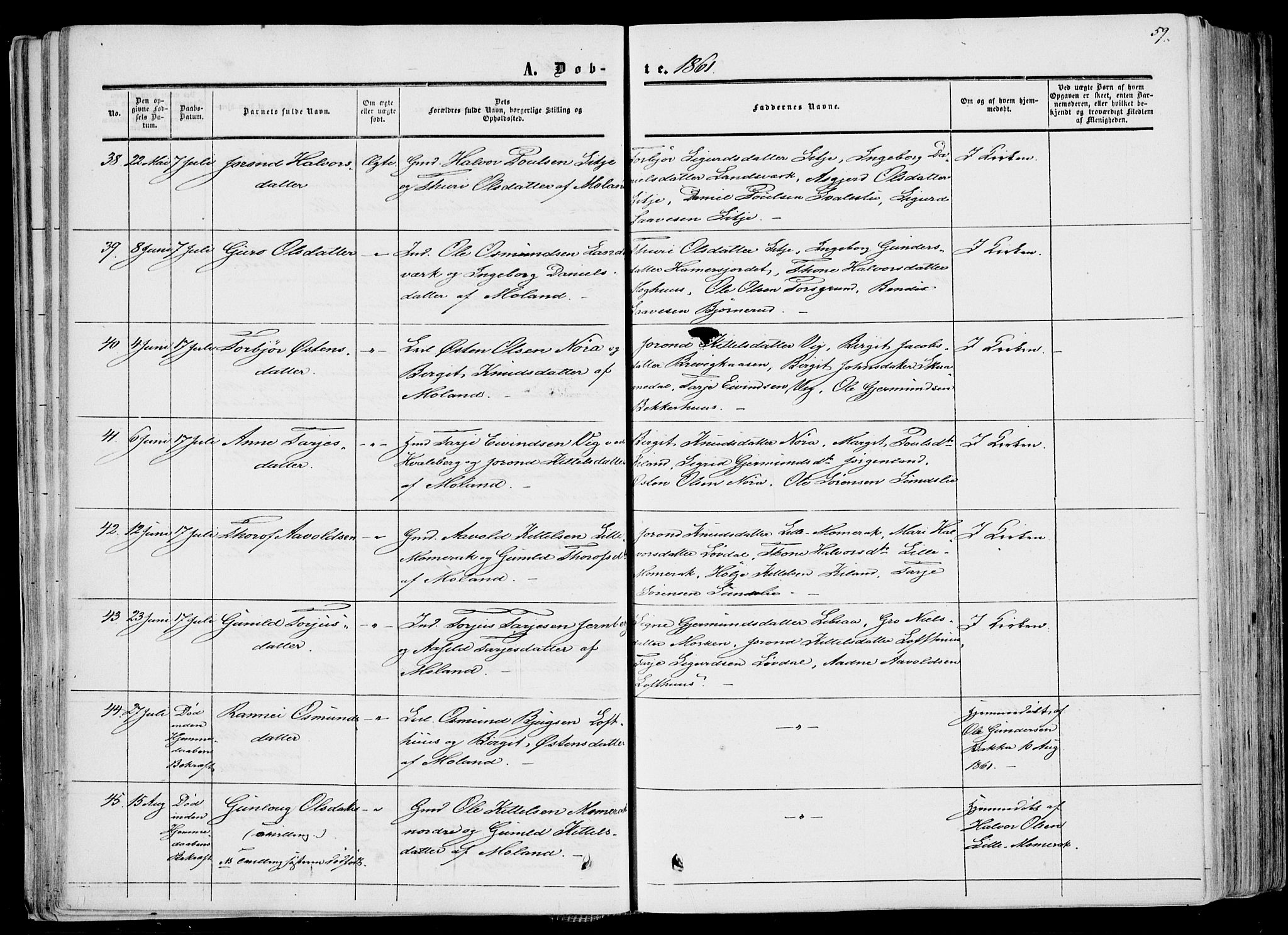 Fyresdal kirkebøker, SAKO/A-263/F/Fa/L0005: Parish register (official) no. I 5, 1855-1871, p. 59