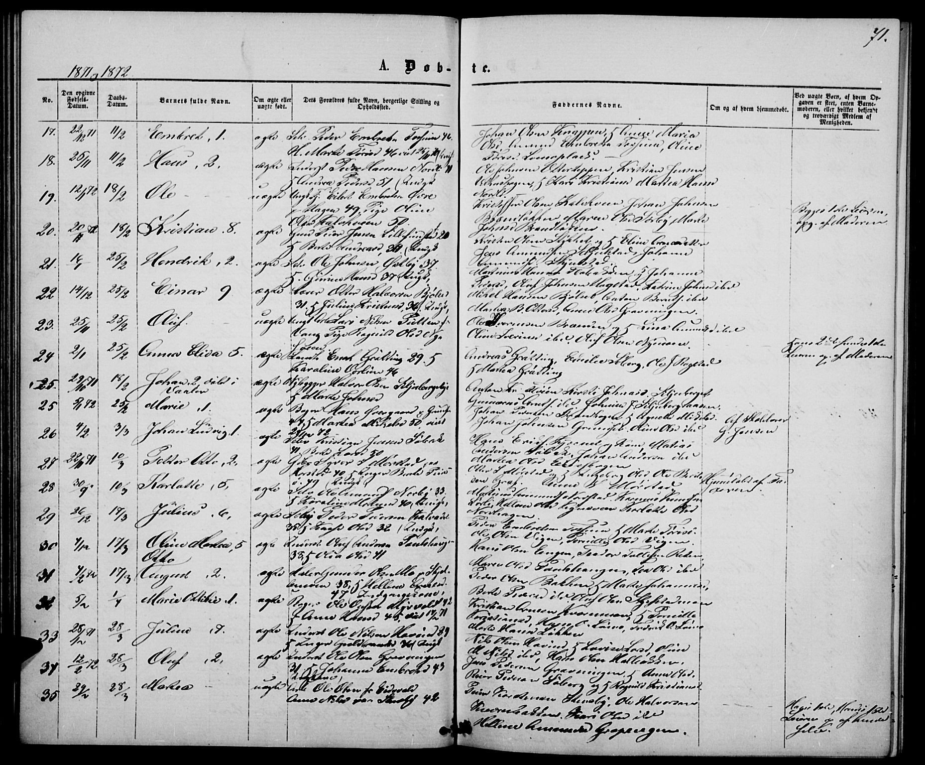 Elverum prestekontor, AV/SAH-PREST-044/H/Ha/Hab/L0004: Parish register (copy) no. 4, 1866-1874, p. 71