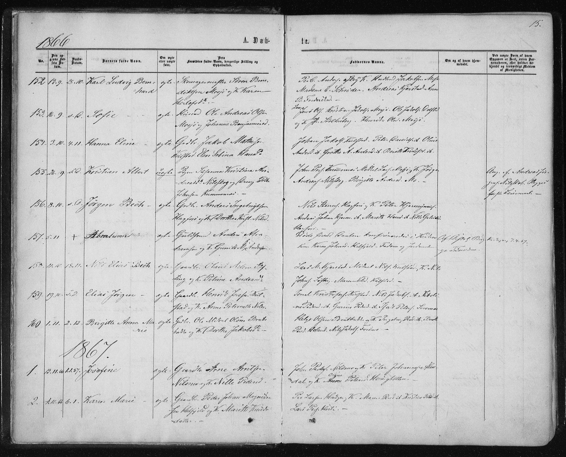 Ministerialprotokoller, klokkerbøker og fødselsregistre - Nordland, SAT/A-1459/820/L0294: Parish register (official) no. 820A15, 1866-1879, p. 15