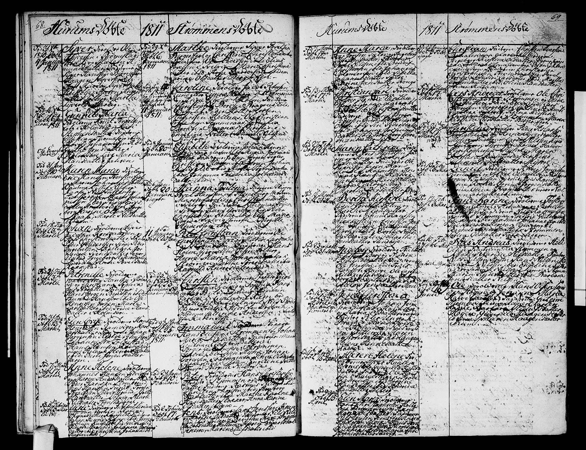 Hurum kirkebøker, AV/SAKO-A-229/F/Fa/L0008: Parish register (official) no. 8, 1810-1815, p. 68-69