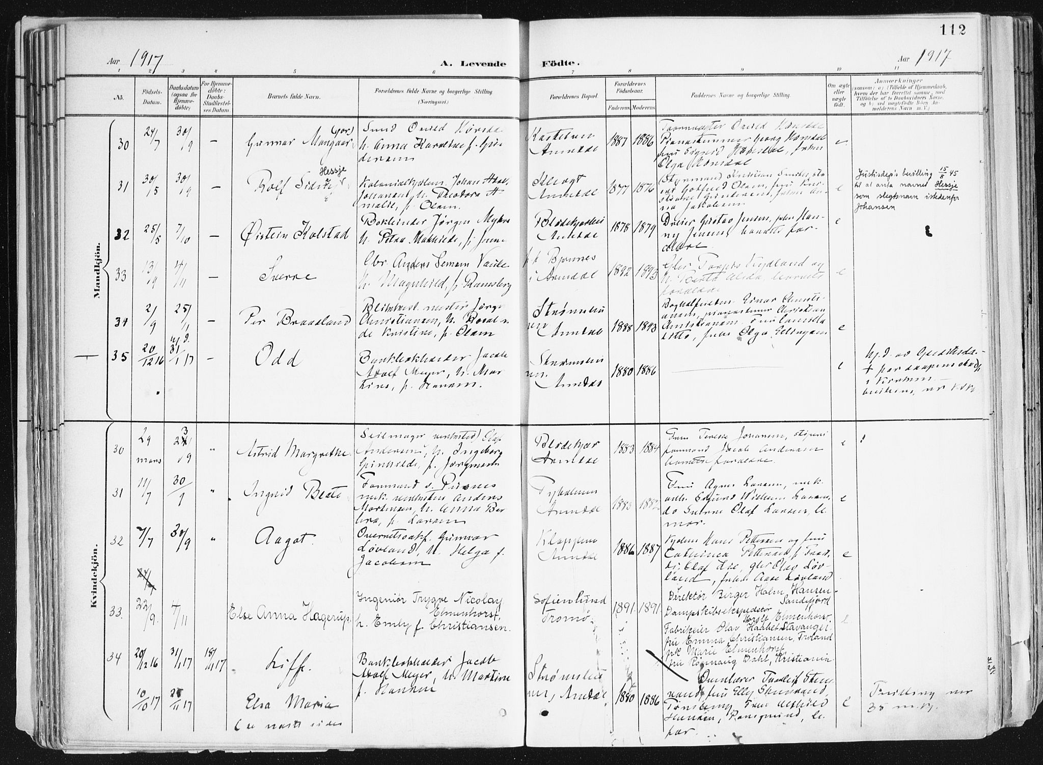 Arendal sokneprestkontor, Trefoldighet, AV/SAK-1111-0040/F/Fa/L0010: Parish register (official) no. A 10, 1900-1919, p. 112