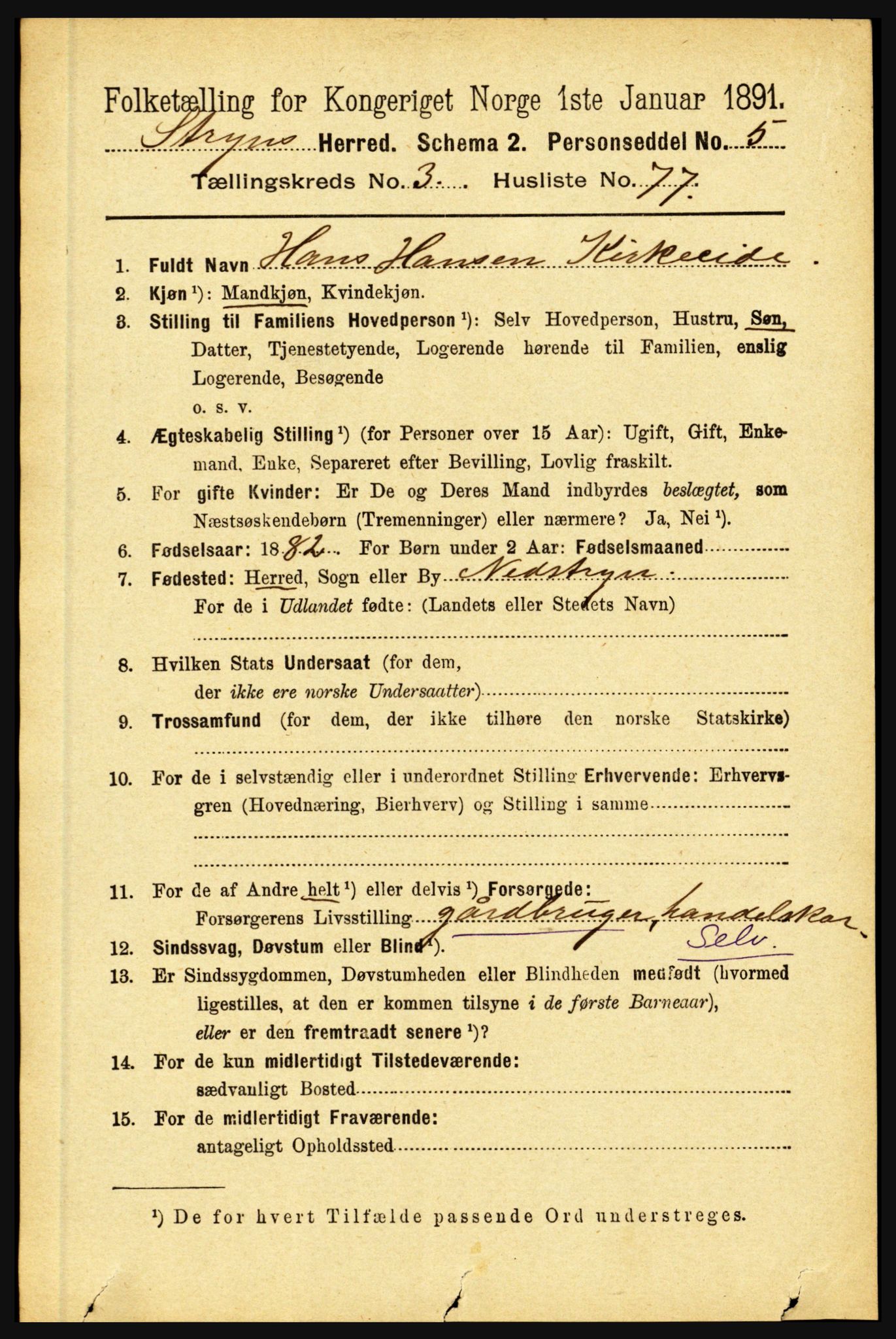 RA, 1891 census for 1448 Stryn, 1891, p. 1571