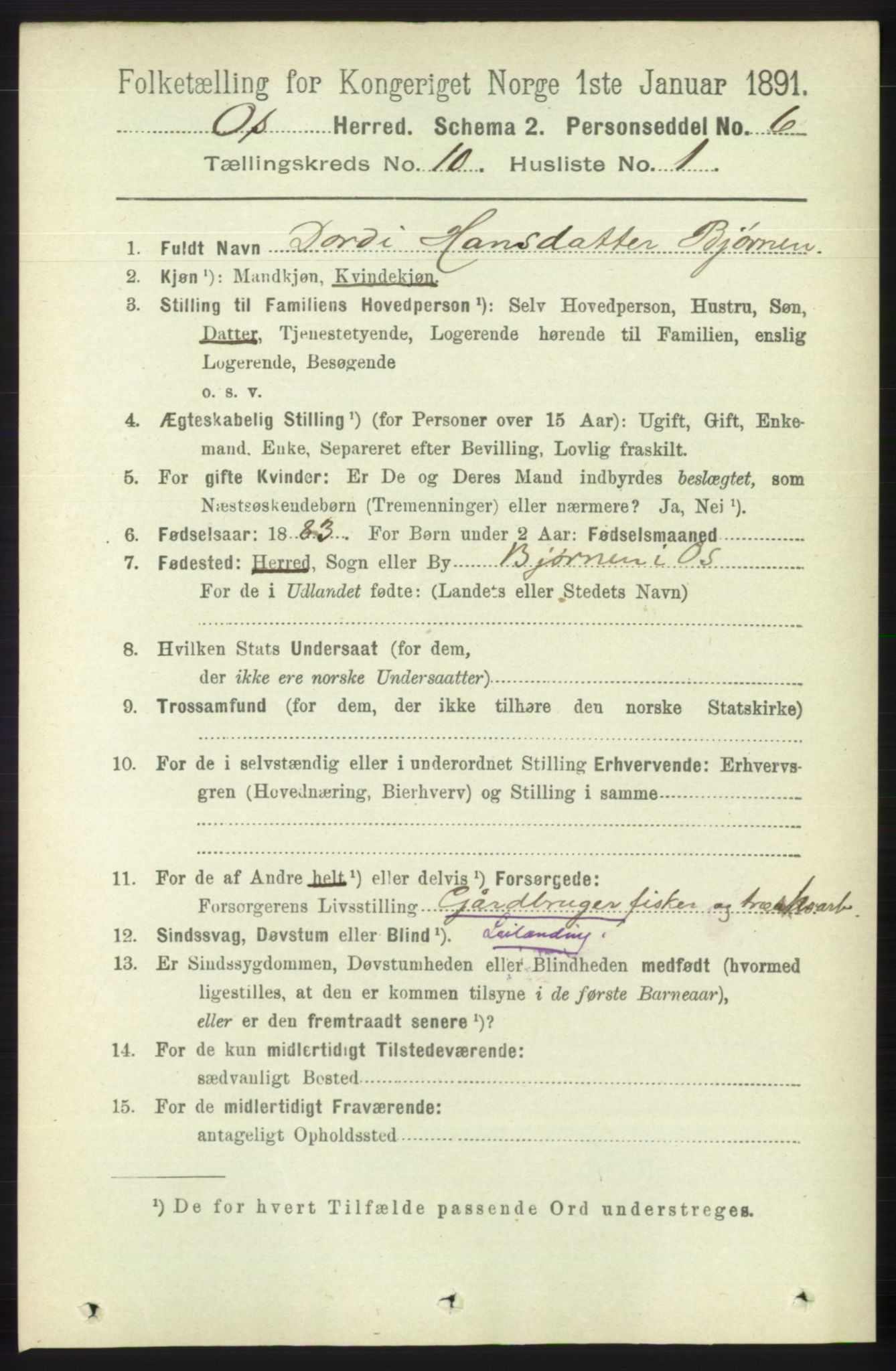 RA, 1891 census for 1243 Os, 1891, p. 2264