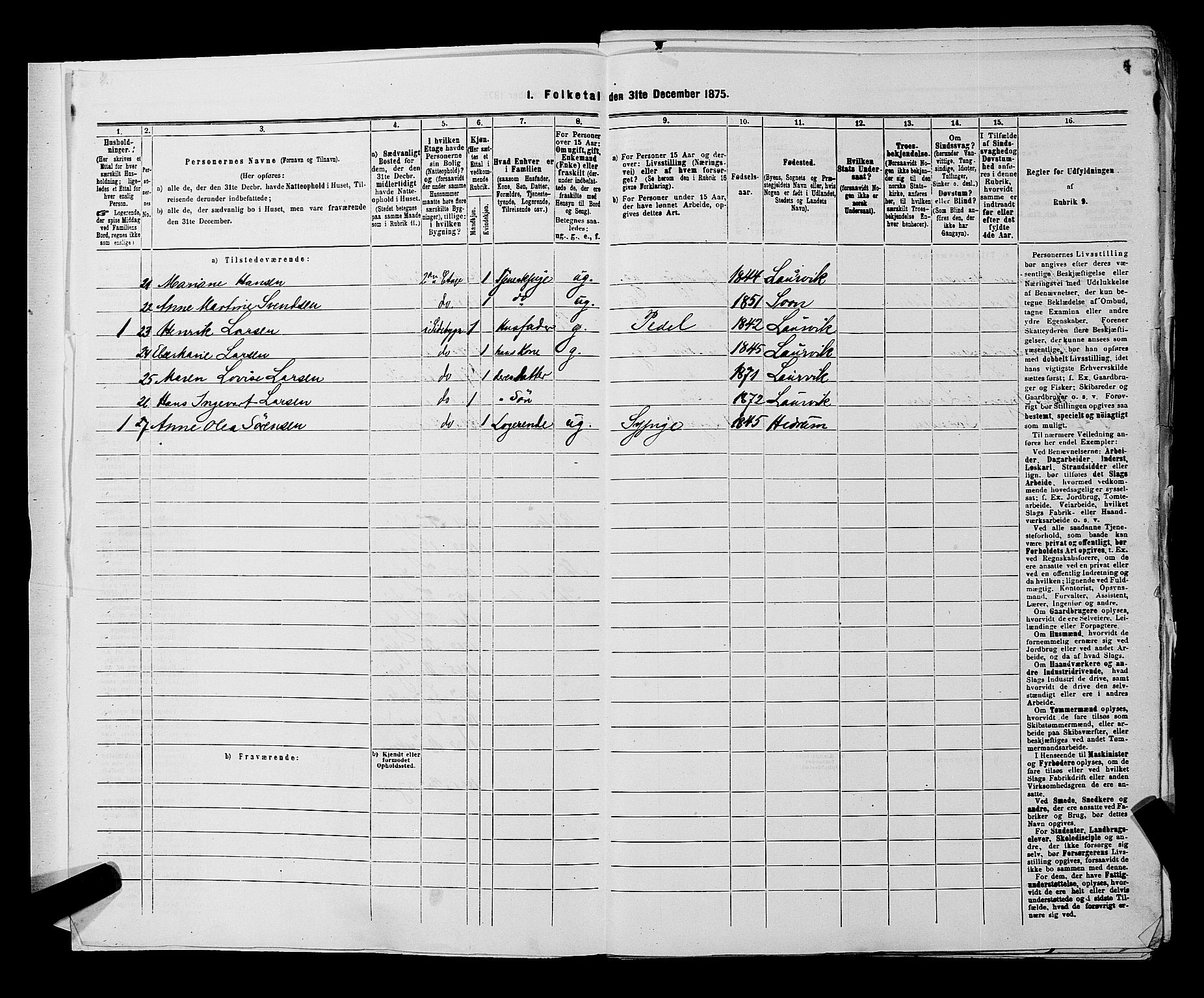 SAKO, 1875 census for 0707P Larvik, 1875, p. 942