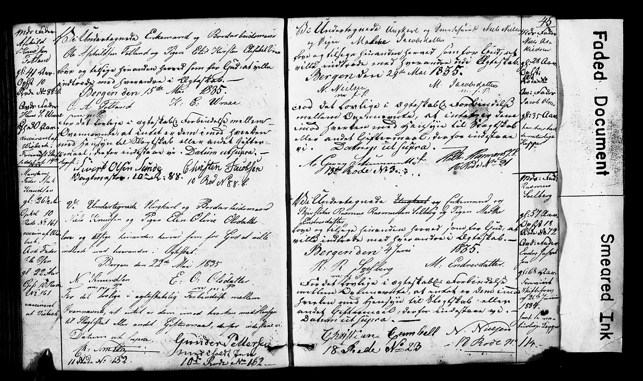 Domkirken sokneprestembete, AV/SAB-A-74801: Best man's statements no. II.5.3, 1832-1845, p. 45