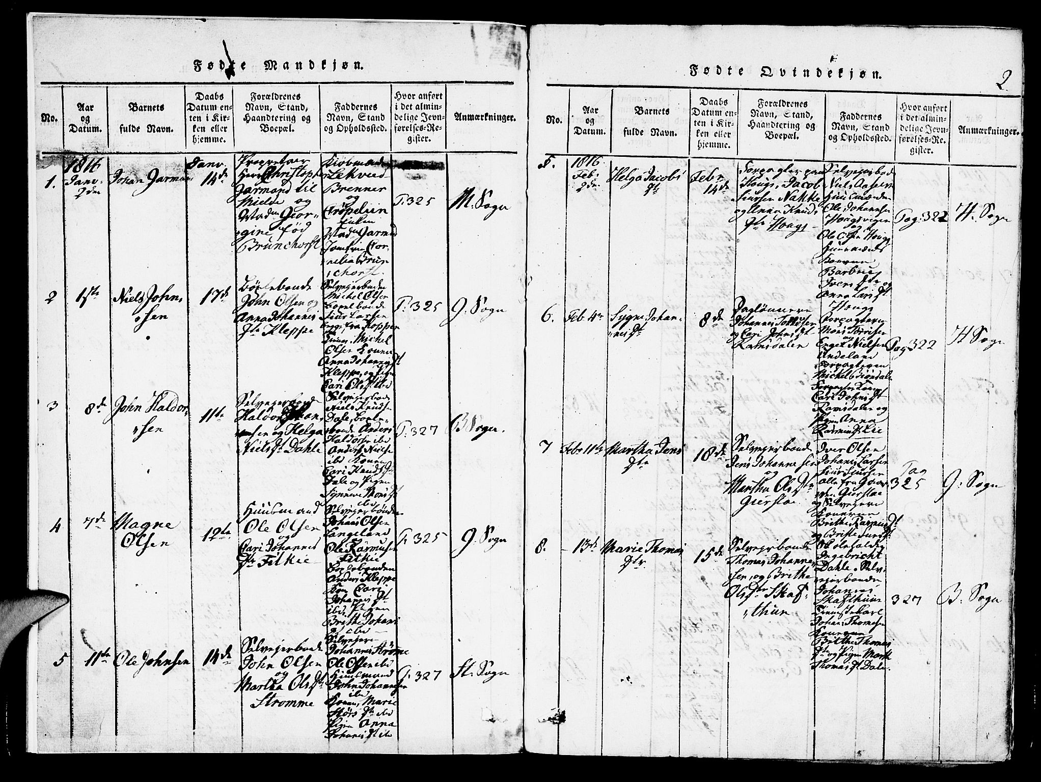 Haus sokneprestembete, AV/SAB-A-75601/H/Haa: Parish register (official) no. A 12, 1816-1821, p. 2