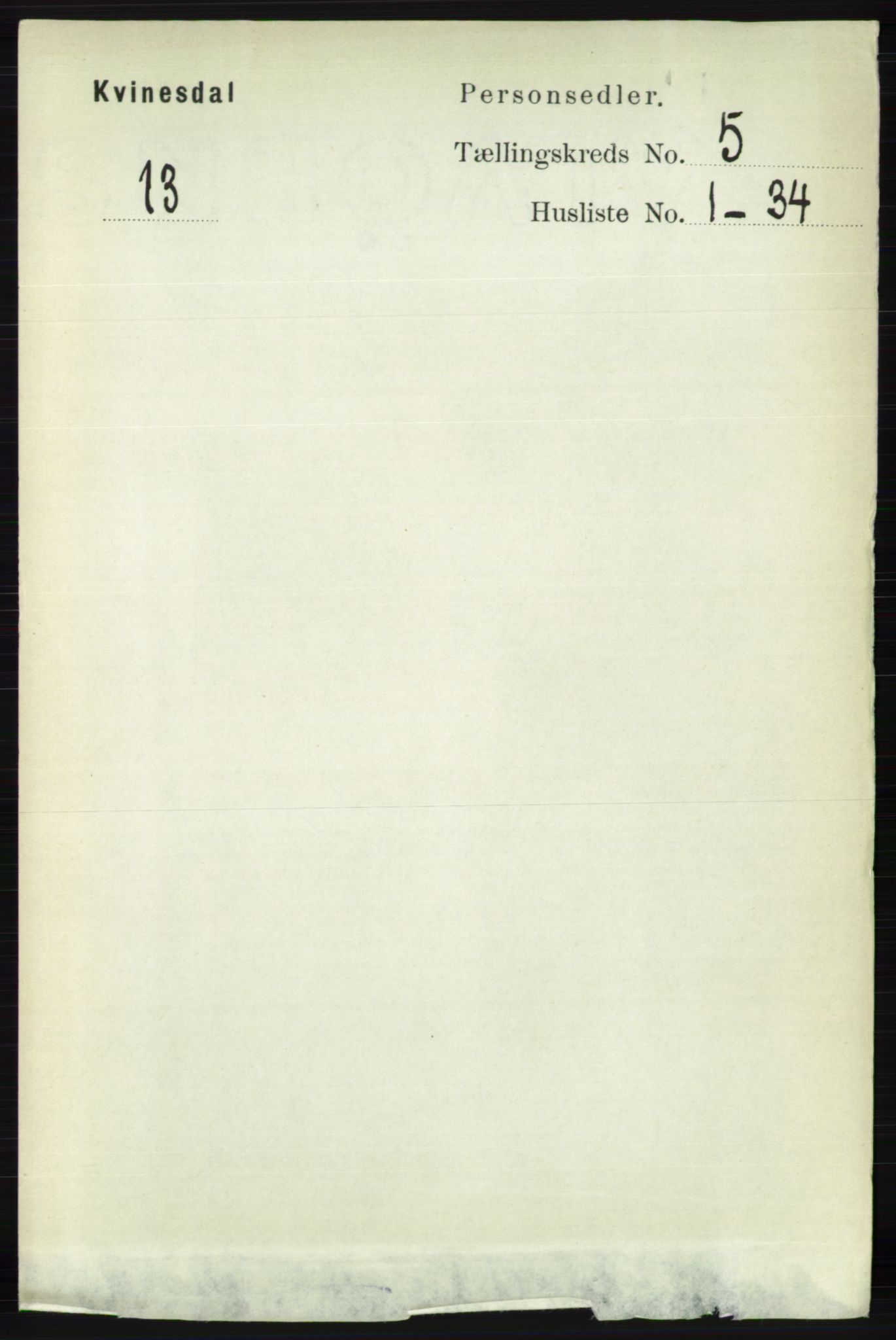 RA, 1891 census for 1037 Kvinesdal, 1891, p. 1698