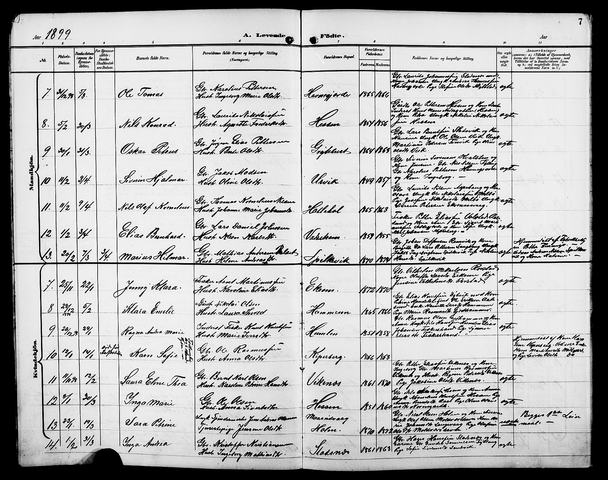 Ministerialprotokoller, klokkerbøker og fødselsregistre - Møre og Romsdal, AV/SAT-A-1454/528/L0432: Parish register (copy) no. 528C13, 1898-1918, p. 7