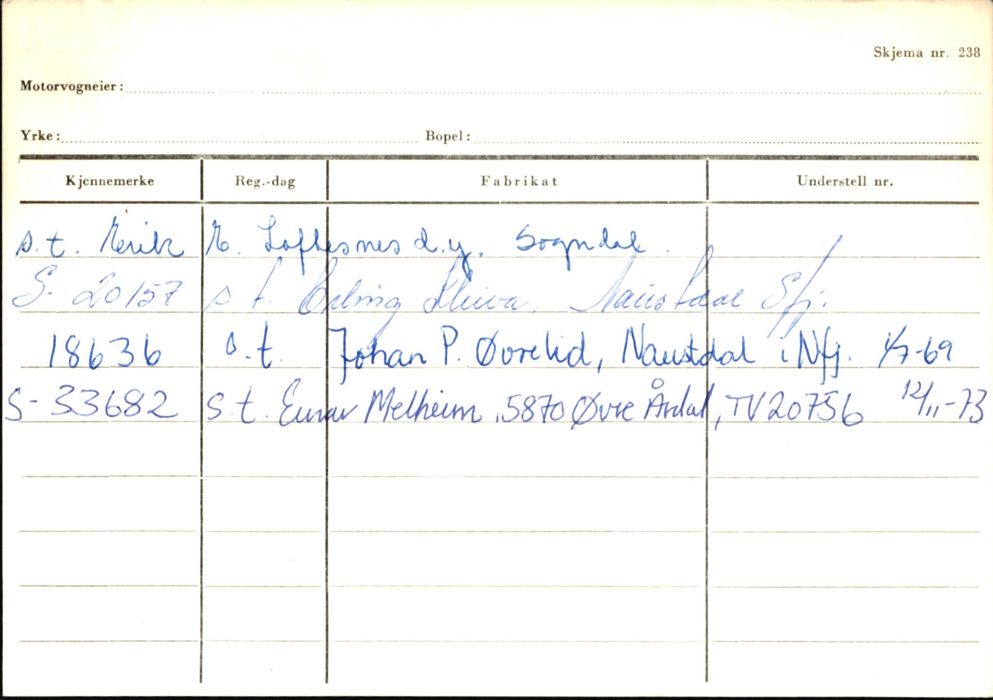 Statens vegvesen, Sogn og Fjordane vegkontor, AV/SAB-A-5301/4/F/L0145: Registerkort Vågsøy S-Å. Årdal I-P, 1945-1975, p. 1200