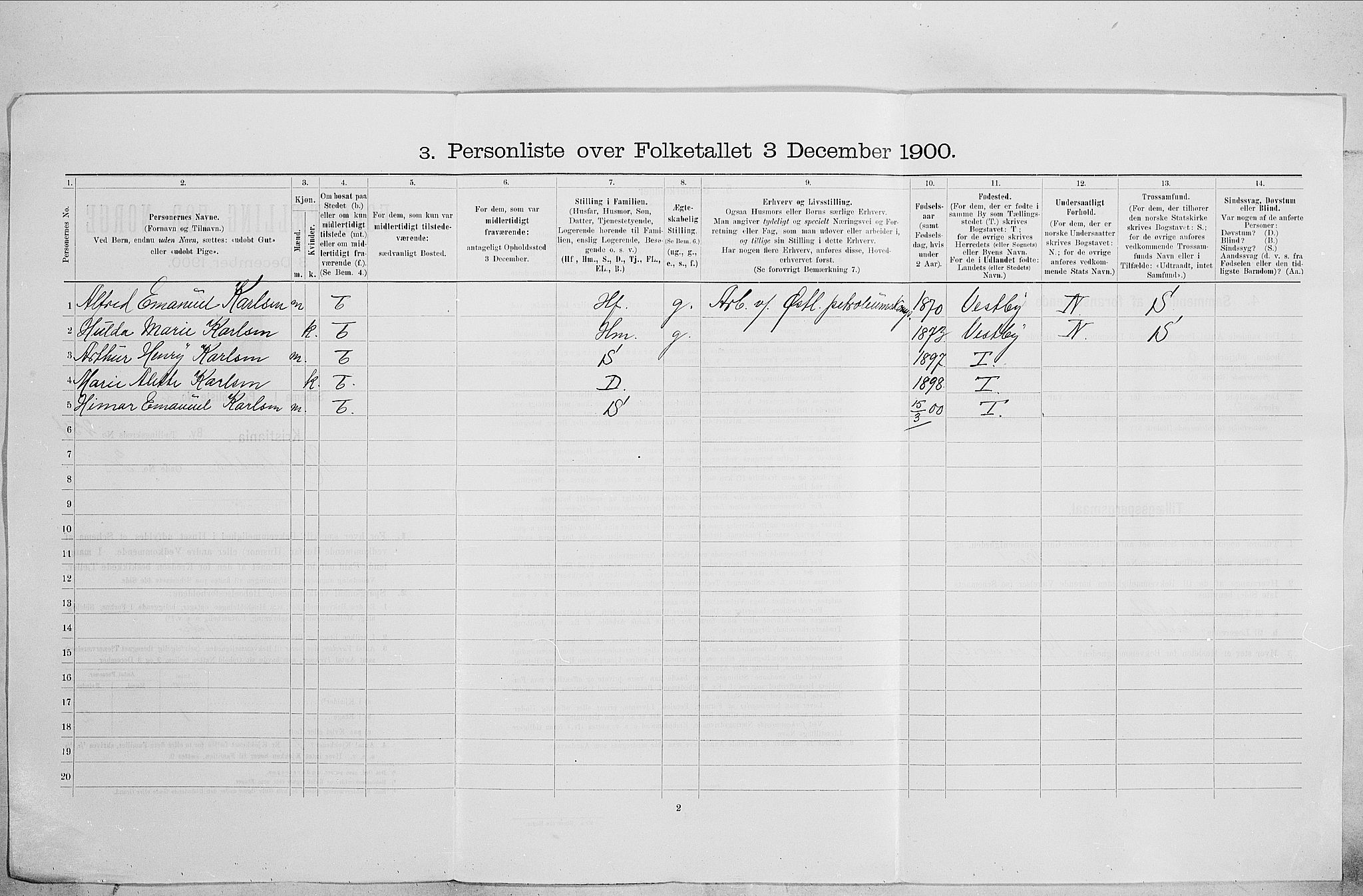 SAO, 1900 census for Kristiania, 1900, p. 59650