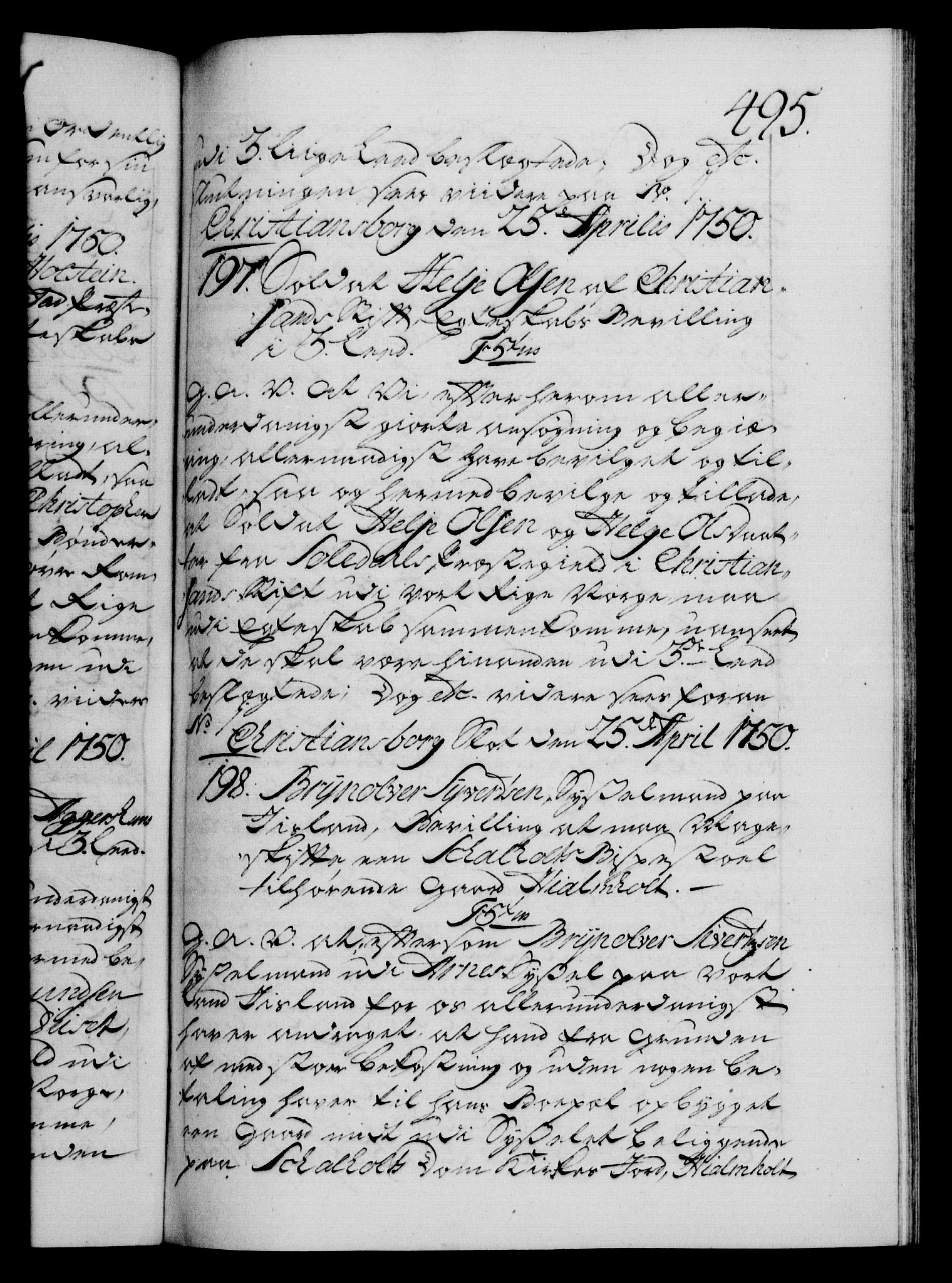 Danske Kanselli 1572-1799, AV/RA-EA-3023/F/Fc/Fca/Fcaa/L0036: Norske registre, 1749-1750, p. 495a