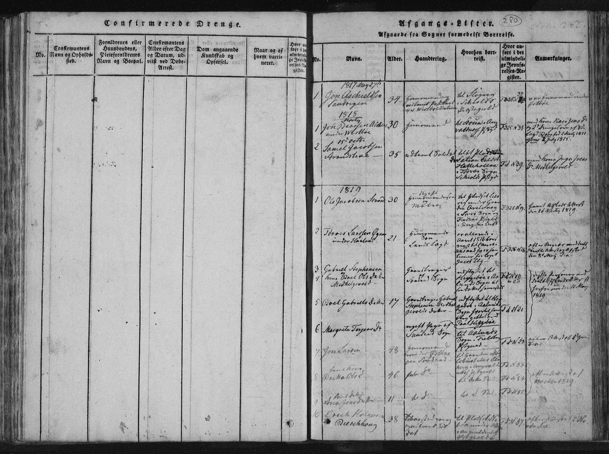 Vikedal sokneprestkontor, AV/SAST-A-101840/01/IV: Parish register (official) no. A 4, 1816-1850, p. 280