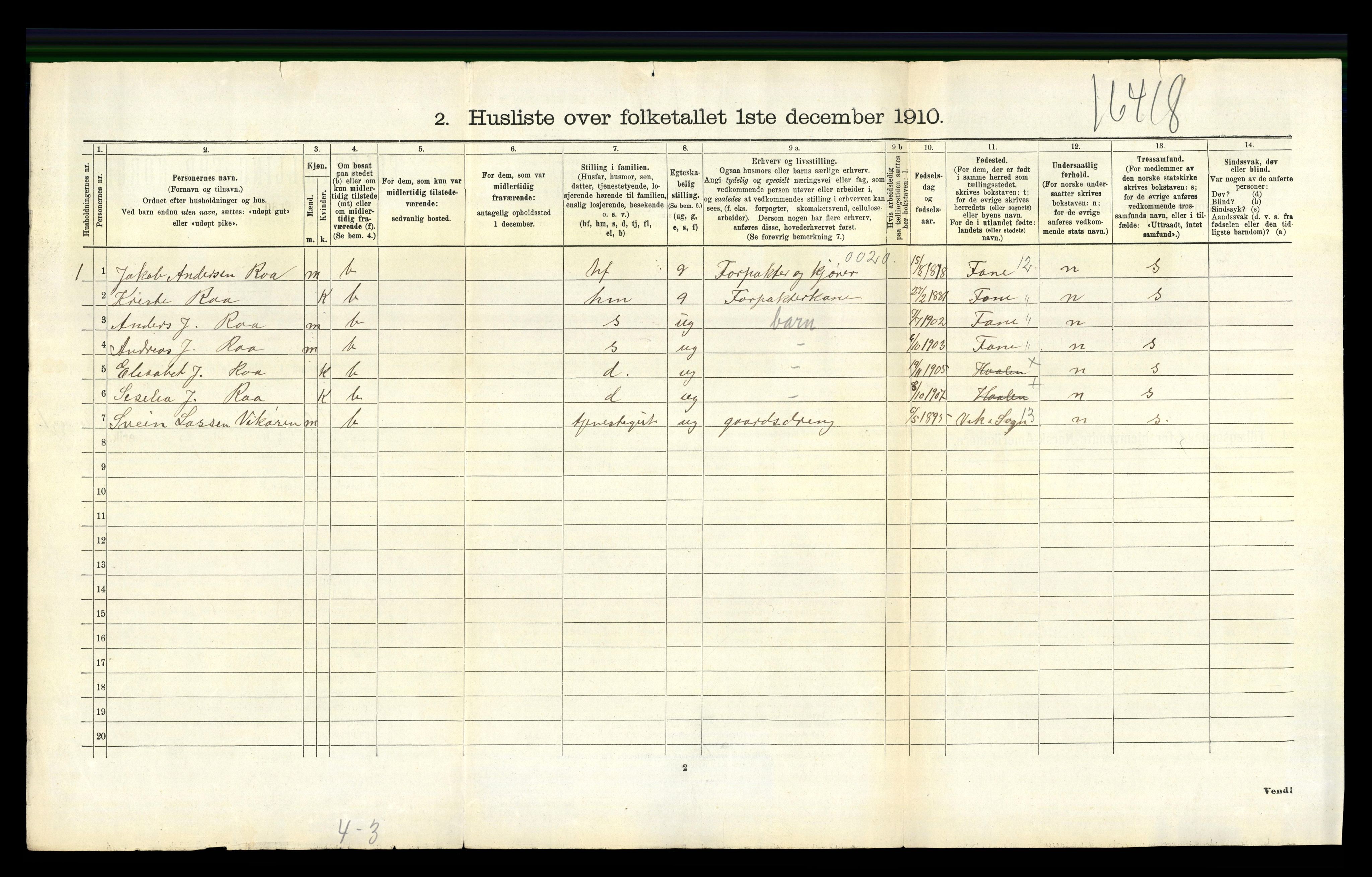 RA, 1910 census for Askøy, 1910, p. 1889