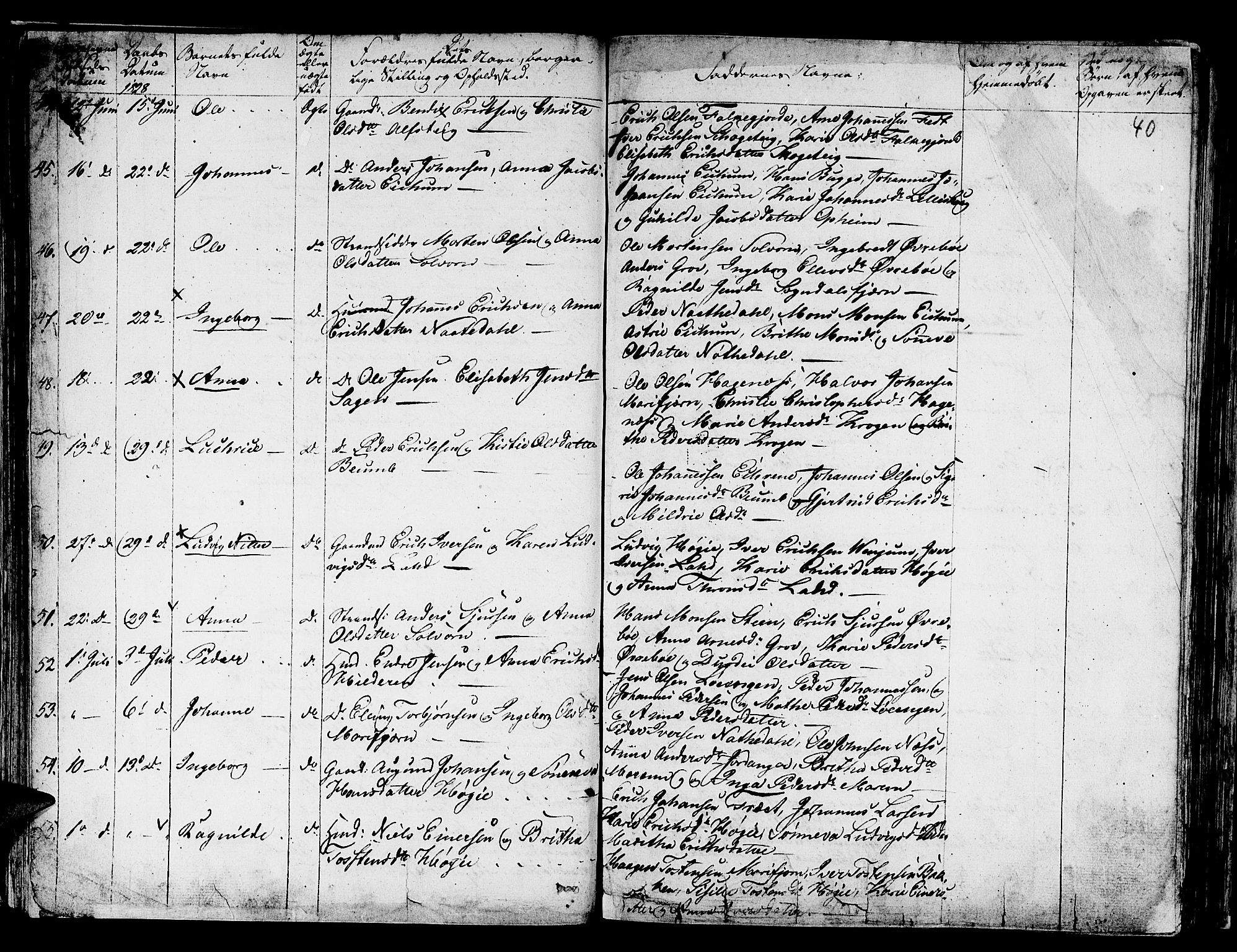 Hafslo sokneprestembete, AV/SAB-A-80301/H/Haa/Haaa/L0004: Parish register (official) no. A 4, 1821-1834, p. 40