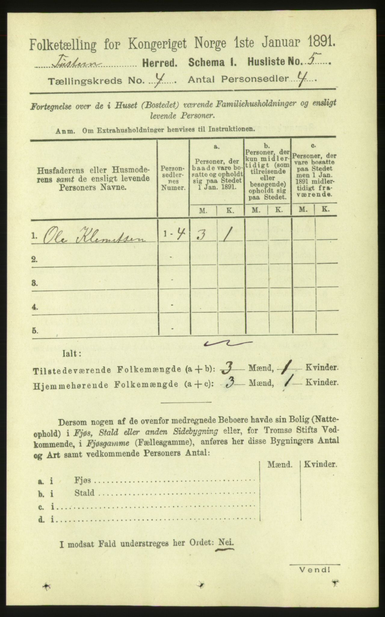 RA, 1891 census for 1572 Tustna, 1891, p. 1350