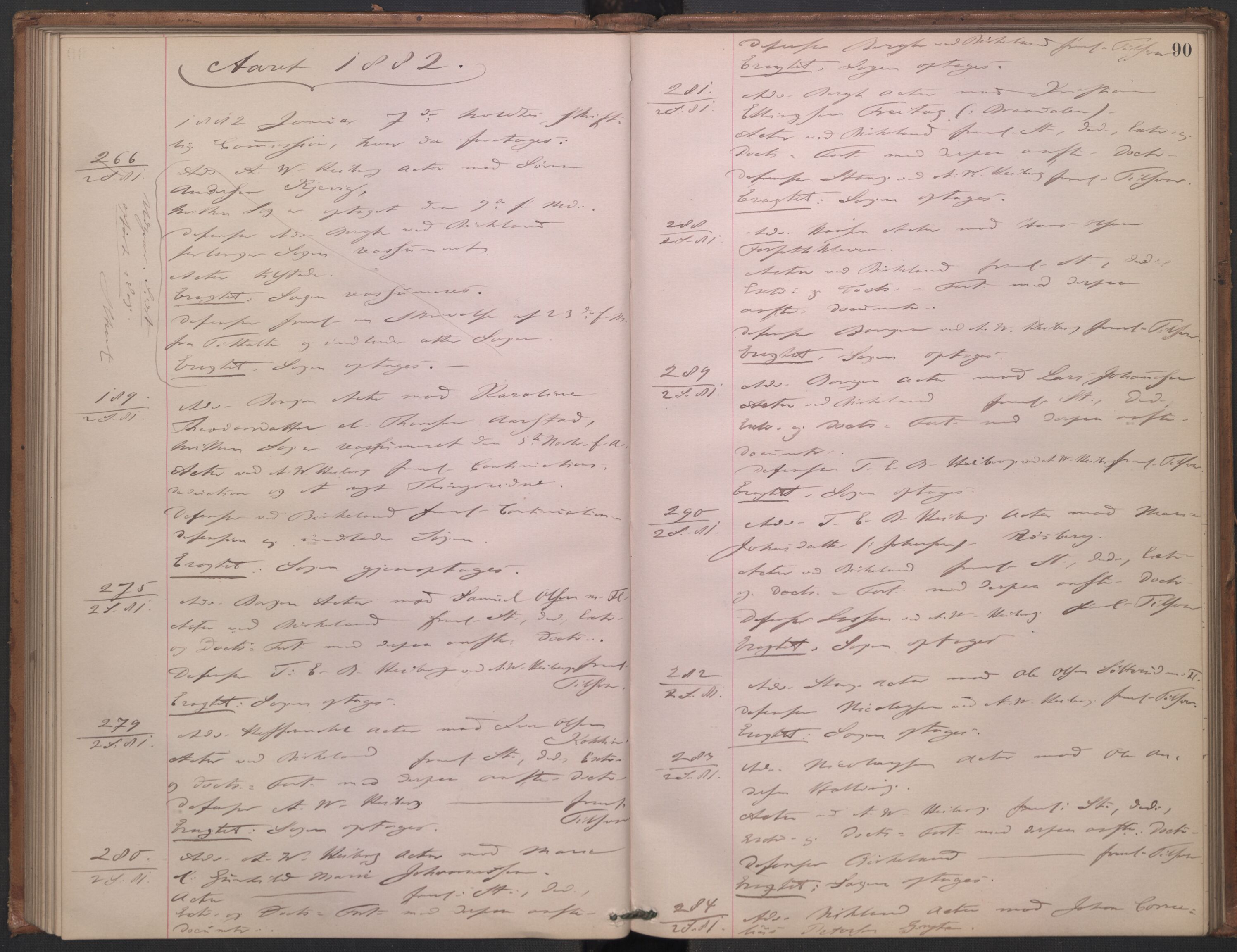 Høyesterett, AV/RA-S-1002/E/Ef/L0014: Protokoll over saker som gikk til skriftlig behandling, 1879-1884, p. 89b-90a