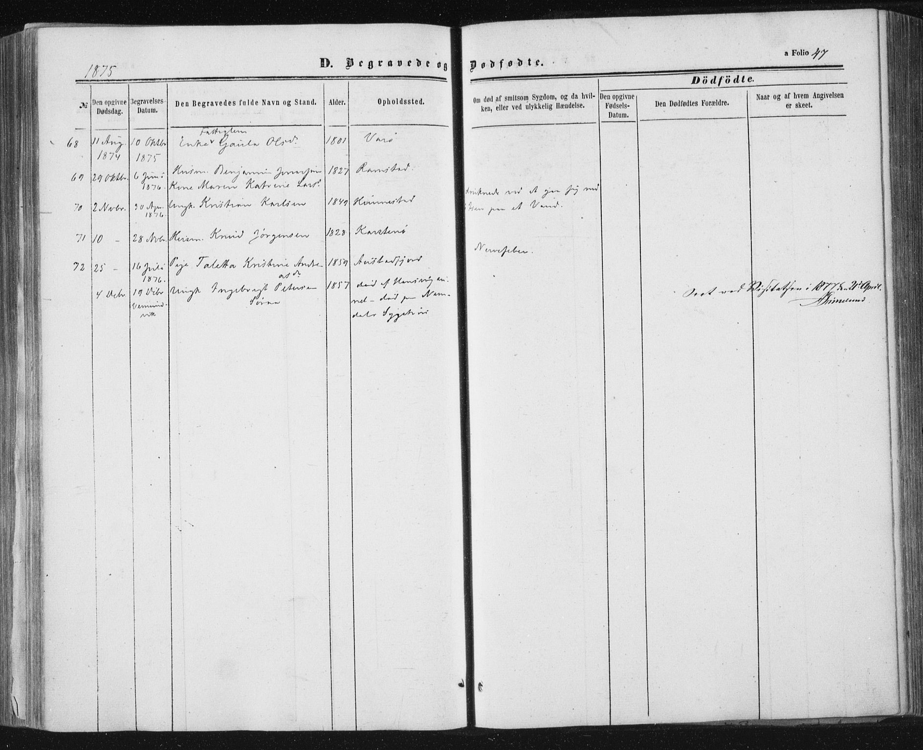 Ministerialprotokoller, klokkerbøker og fødselsregistre - Nord-Trøndelag, AV/SAT-A-1458/784/L0670: Parish register (official) no. 784A05, 1860-1876, p. 47