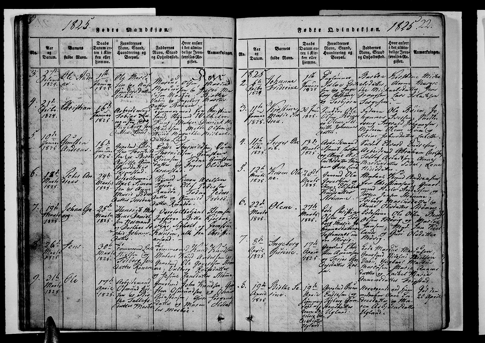 Oddernes sokneprestkontor, AV/SAK-1111-0033/F/Fb/Fba/L0003: Parish register (copy) no. B 3, 1820-1838, p. 22